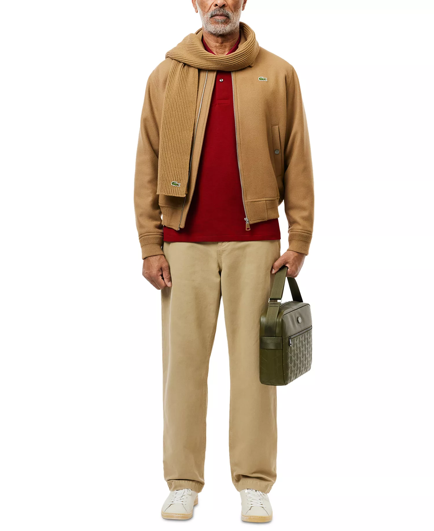 Men’s Classic Fit Long-Sleeve L.12.12 Polo Shirt - 476 - Bordeaux Red - 2XL