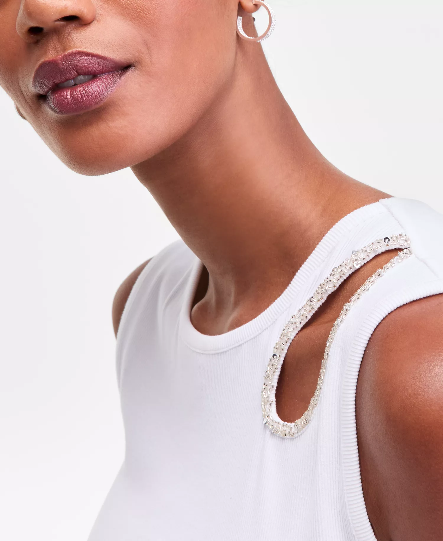 Women's Embellished Cutout Sleeveless Top, Macy's Exclusive - Bright White - L