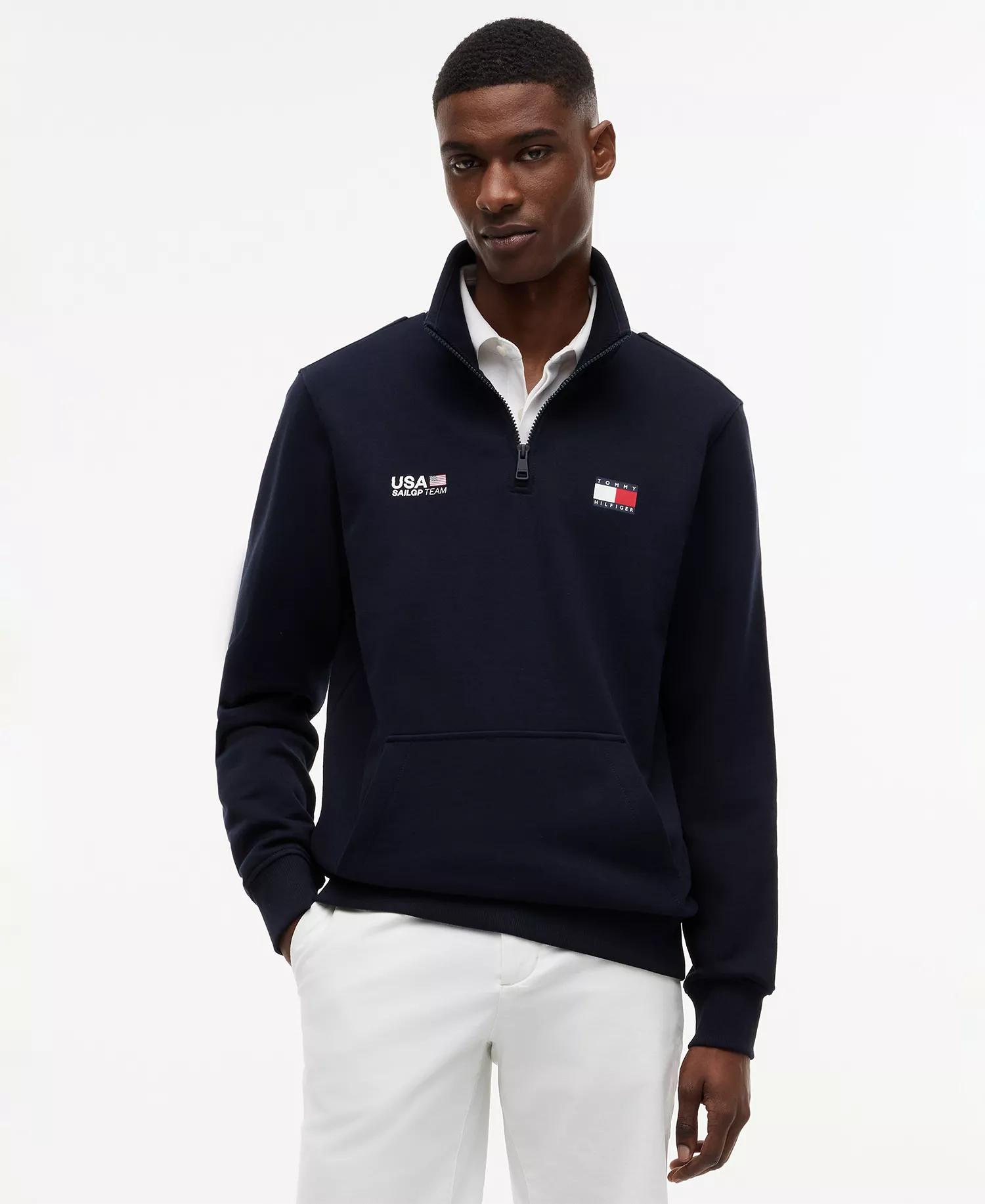 x U.S. SailGP Men's Flag Half Zip Sweatshirt - Desert Sky - L