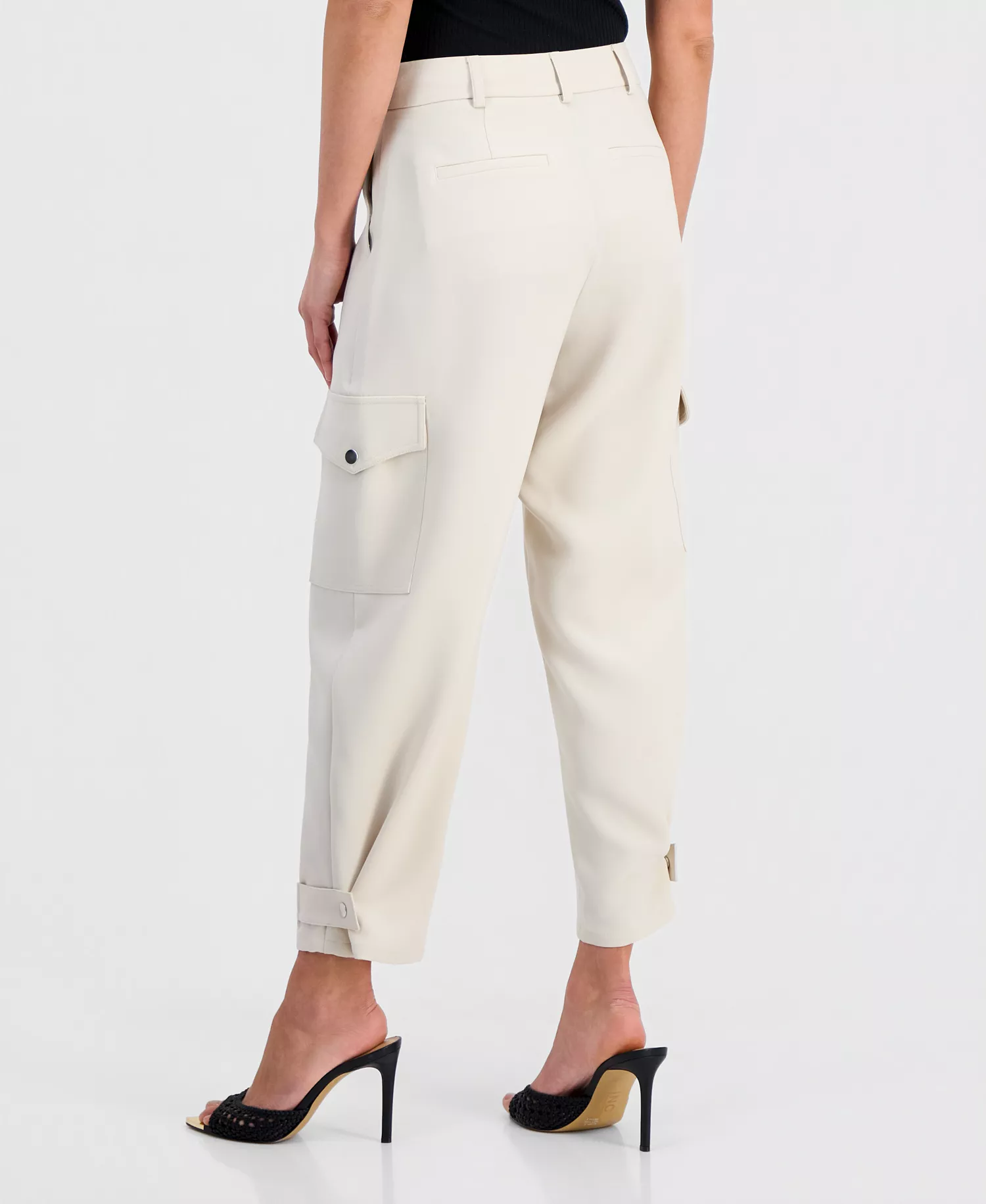 Petite High-Rise Cargo Pants, Created for Macy's - Soft Cream - 0P