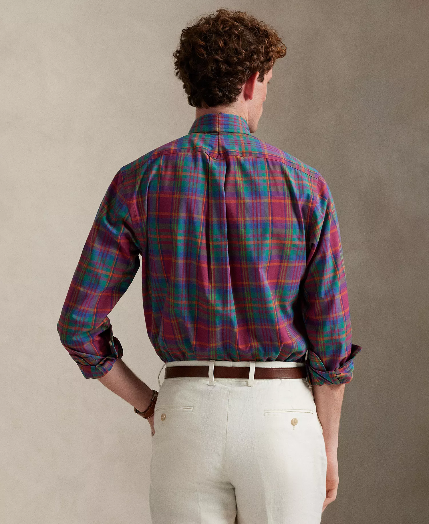 Men's Classic-Fit Plaid Performance Shirt - Berry Navy Multi - 2XL