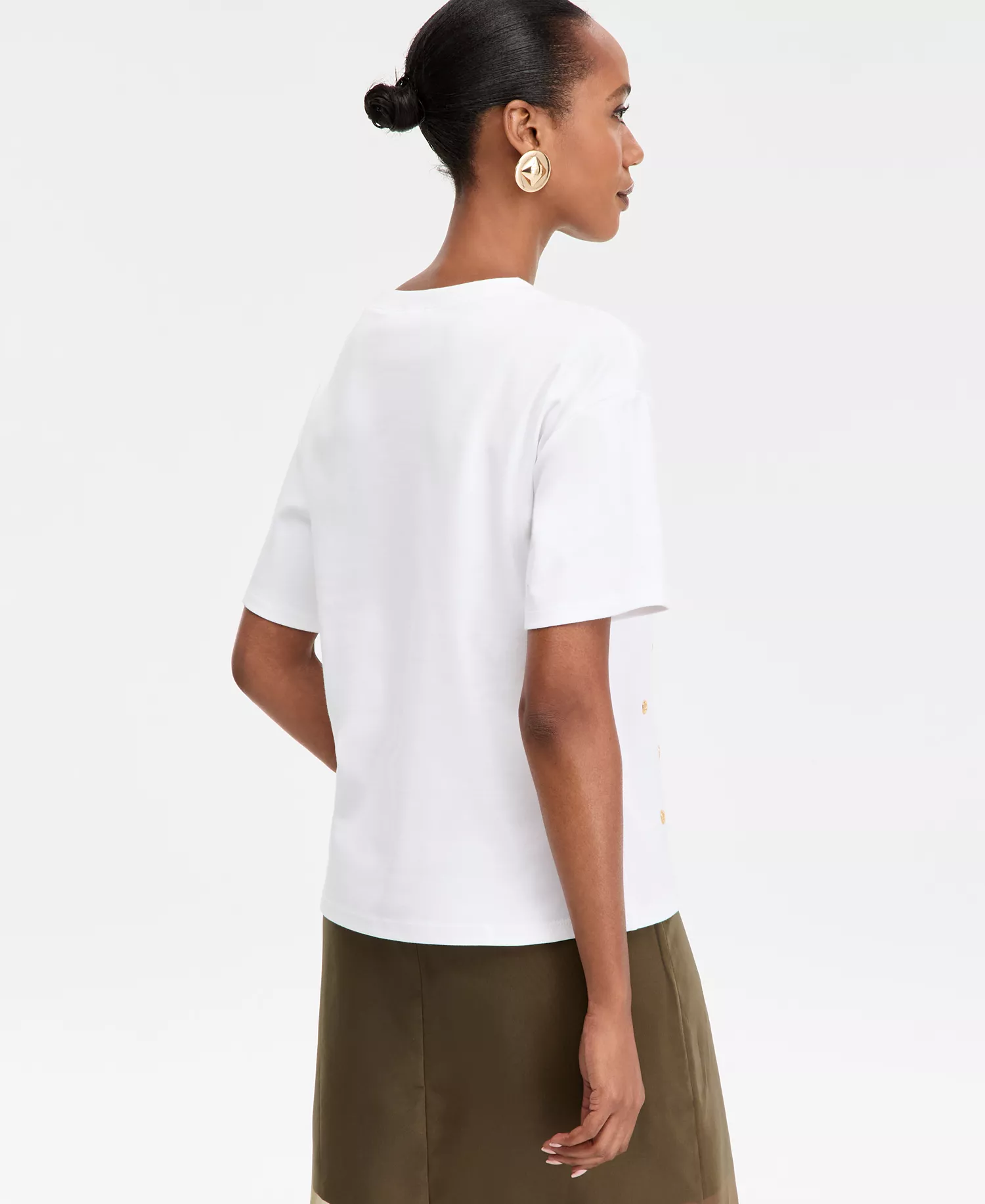 Women's Short-Sleeve Grommet Top, Macy's Exclusive - Bright White - L