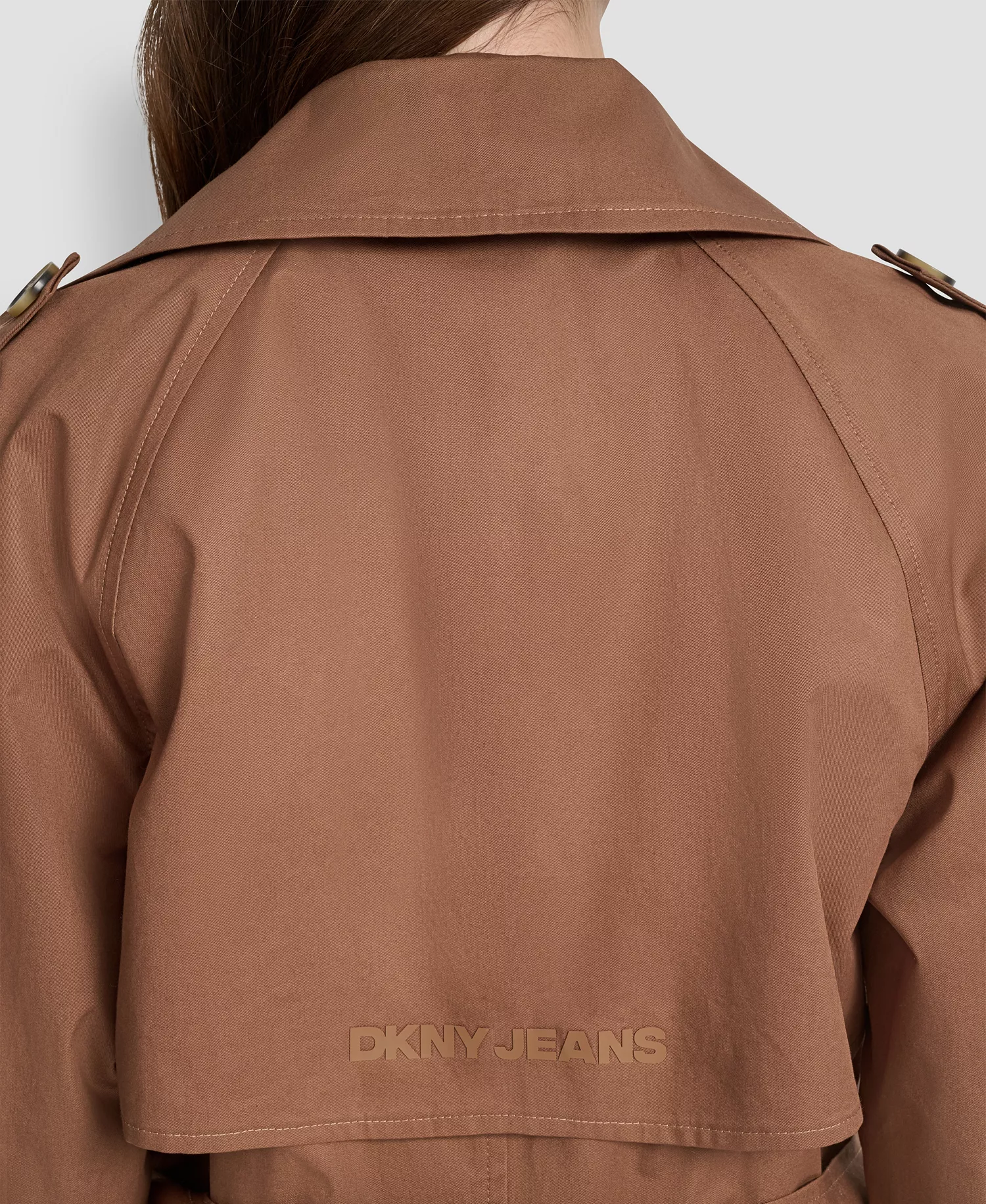 Women's Cotton Double-Breasted Trench Coat - Burnt Sugar/leopard - L