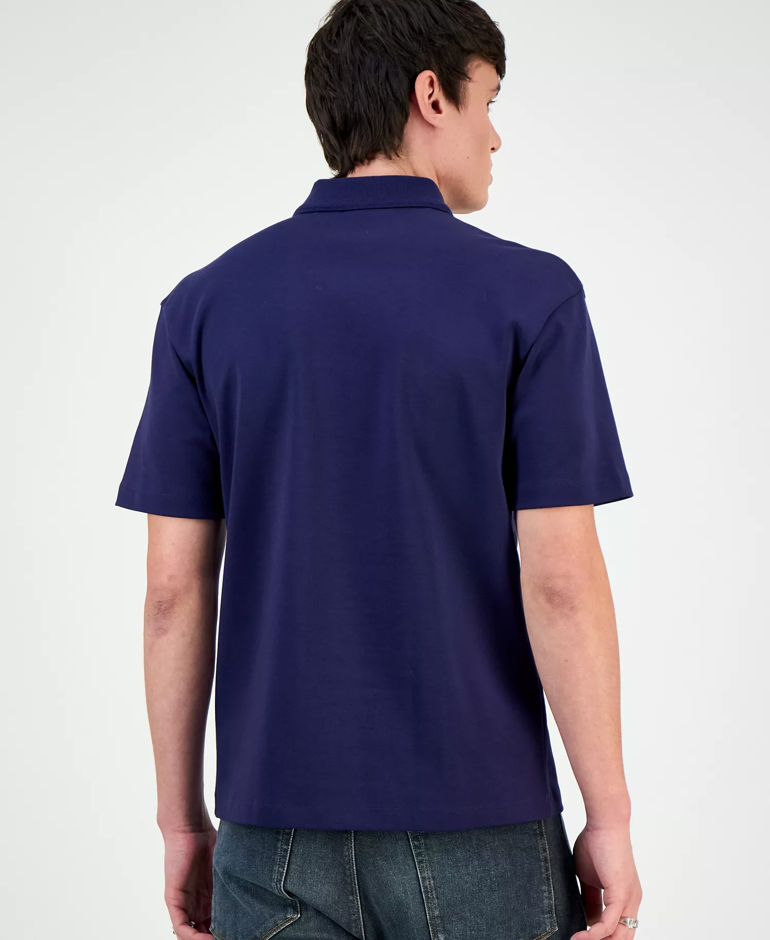 Men's Deabono Short-Sleeve Button-Placket Polo Shirt - Navy - 2XL