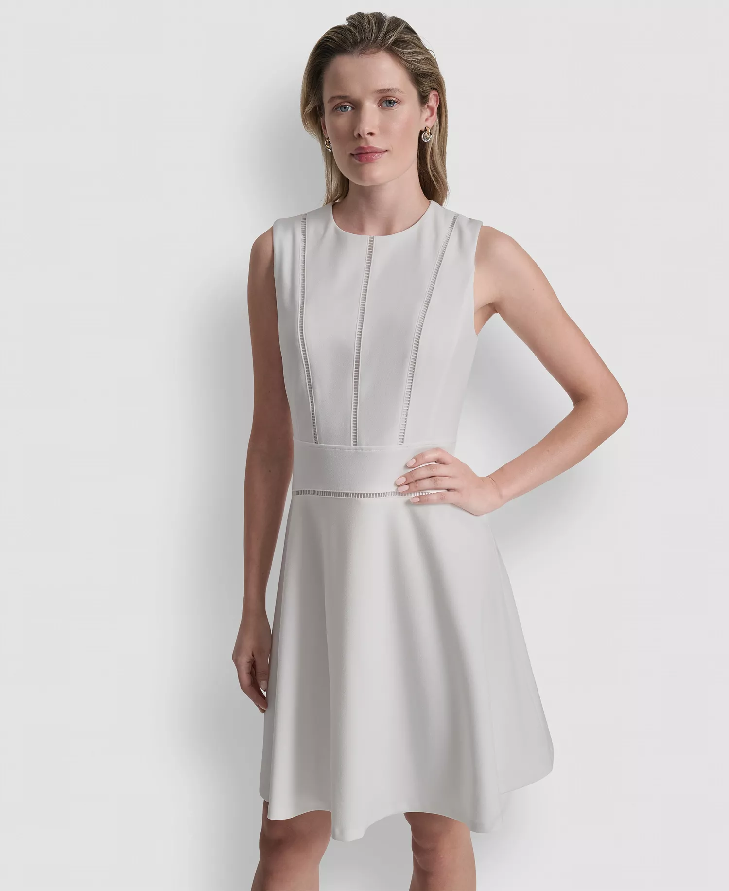 Women's Jewel Neck Sleeveless Dress - Ivory - 10