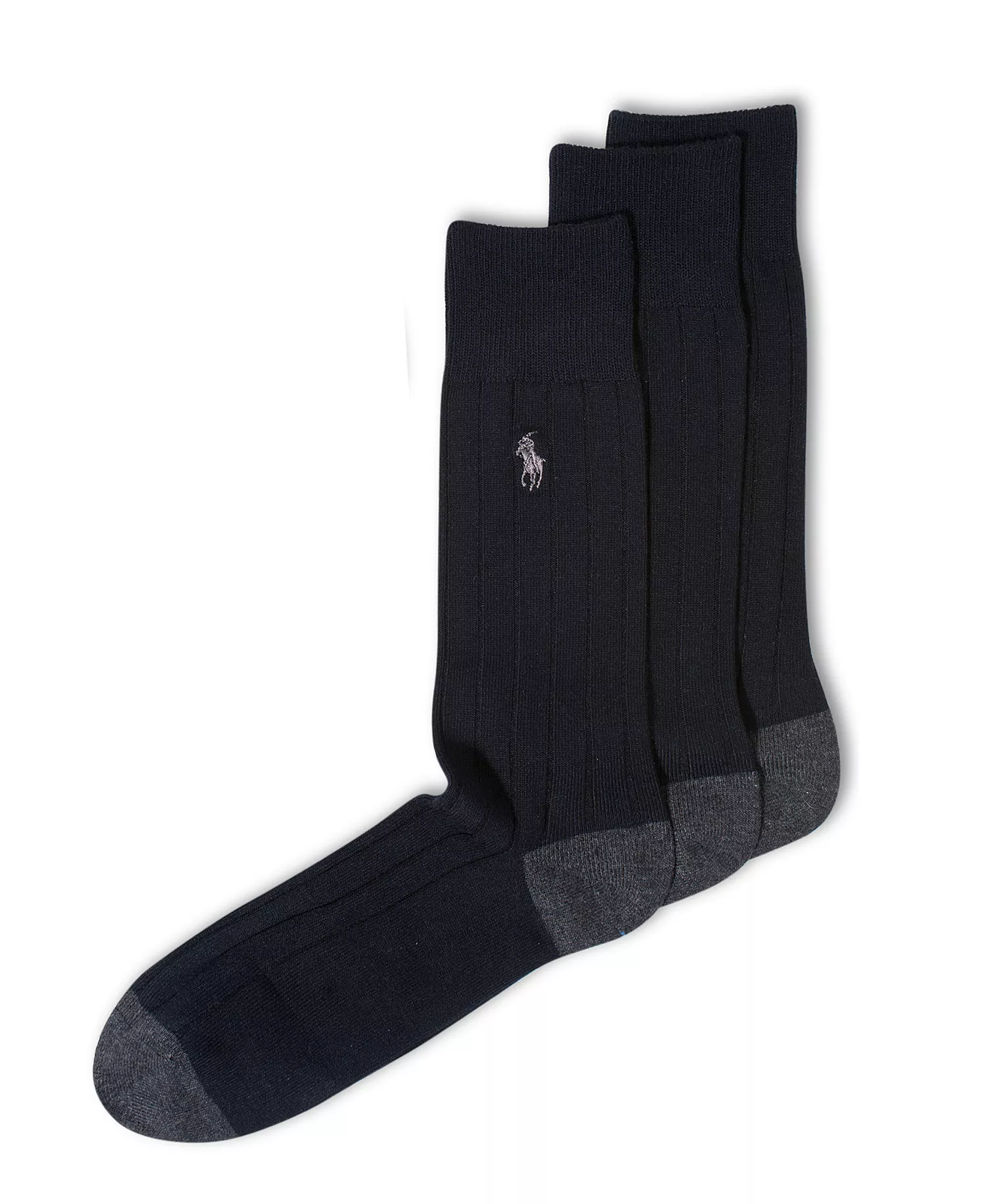 Men's Soft Touch Rib Dress Socks, 3-Pack - Black - 10-13