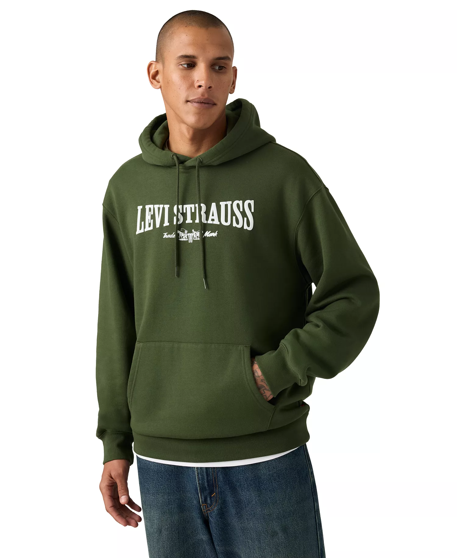 Men's Relaxed Graphic Long-Sleeve Hoodie - 2H Green - 2XL