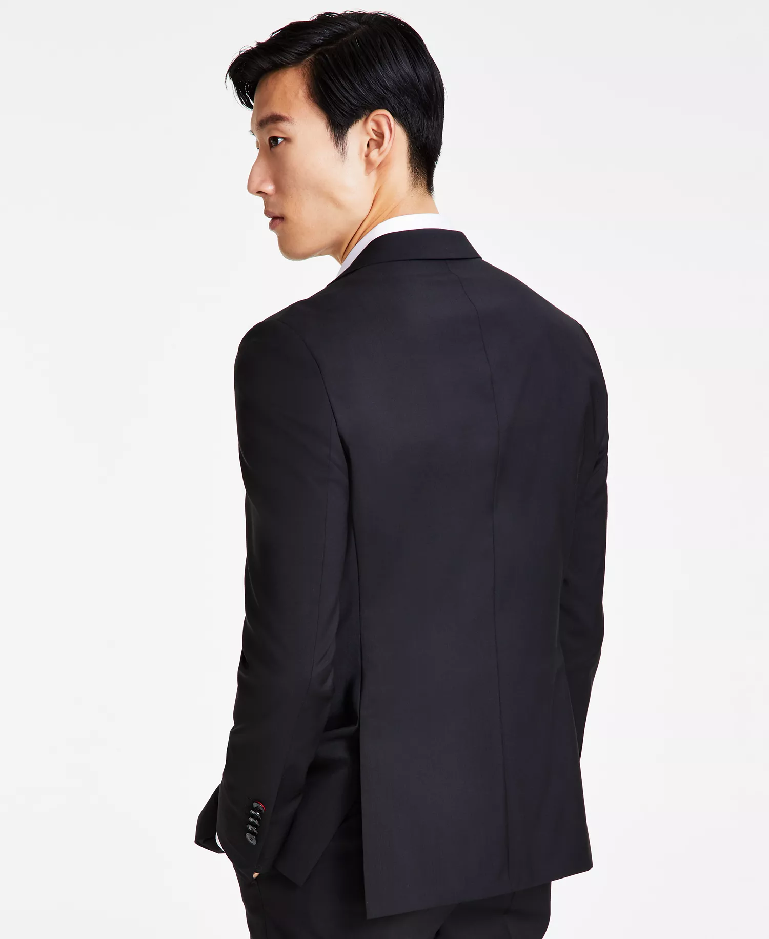 Men's Modern Fit Wool Suit Jacket - Black - 36S