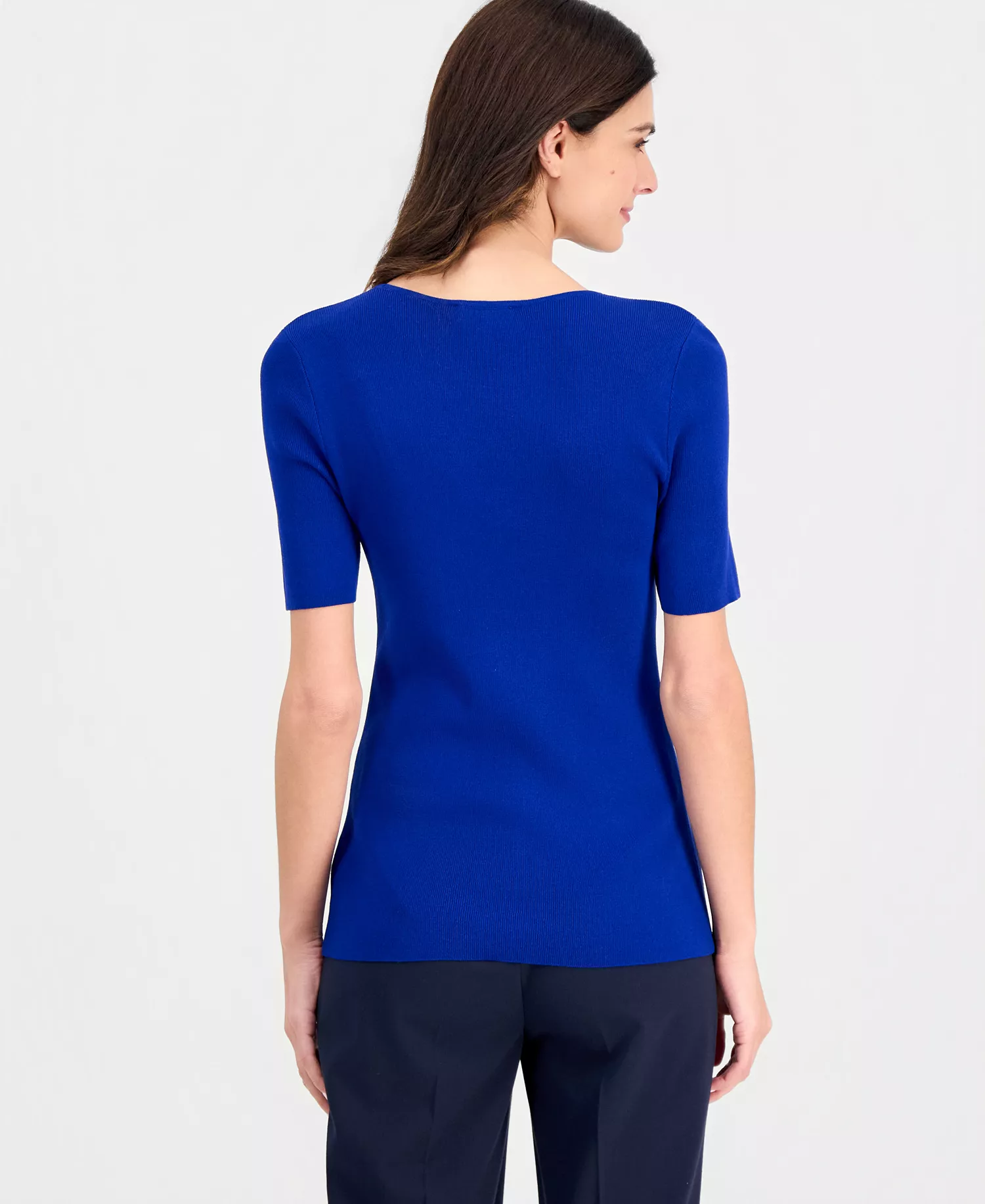 Women's Short-Sleeve Sweater T-Shirt - Cobalt - L