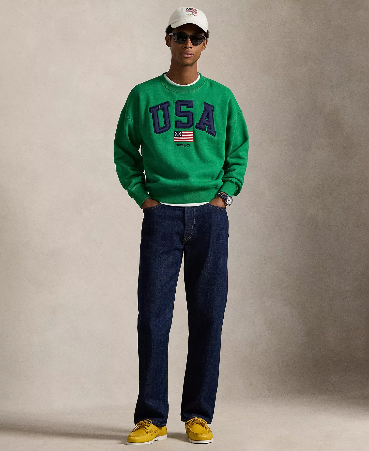 Men's Vintage Fit Flag Fleece Sweatshirt - Billard Green - L