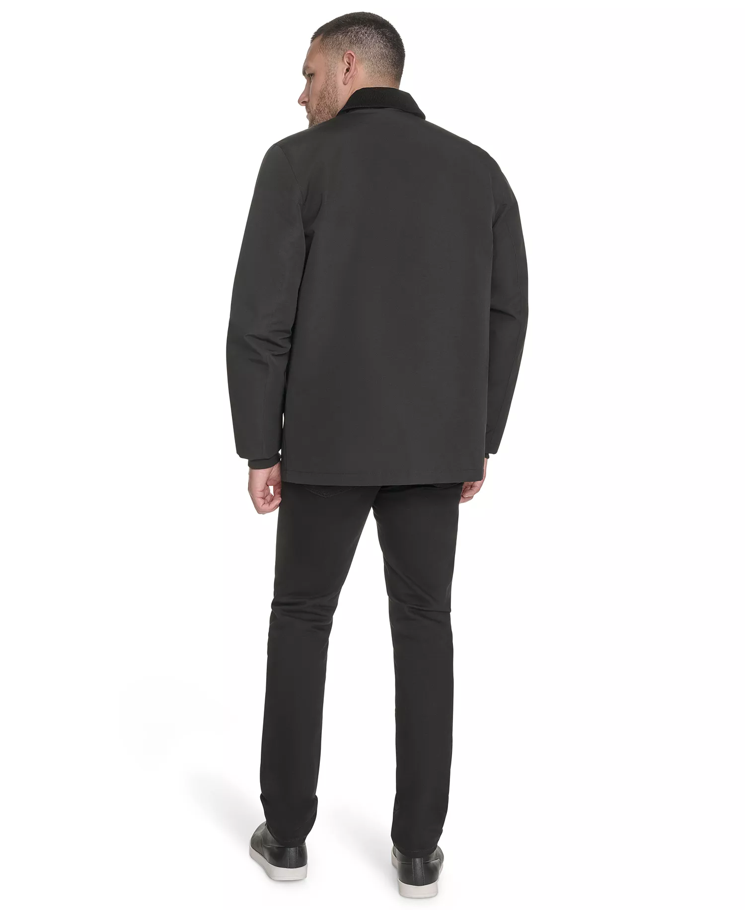 Men's Highland Barn Coat with Corduroy Collar - Black - 2XL