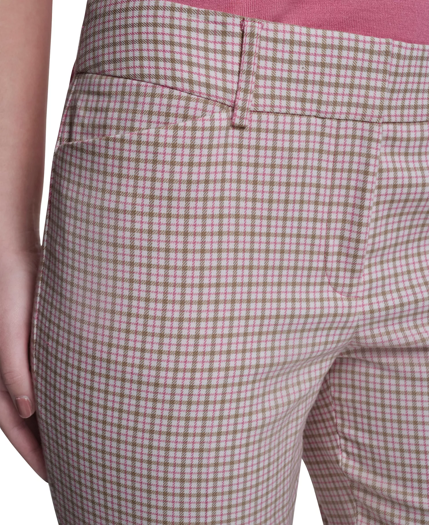 Women's Slim Fit Plaid Pants - Tannin Multi - 0