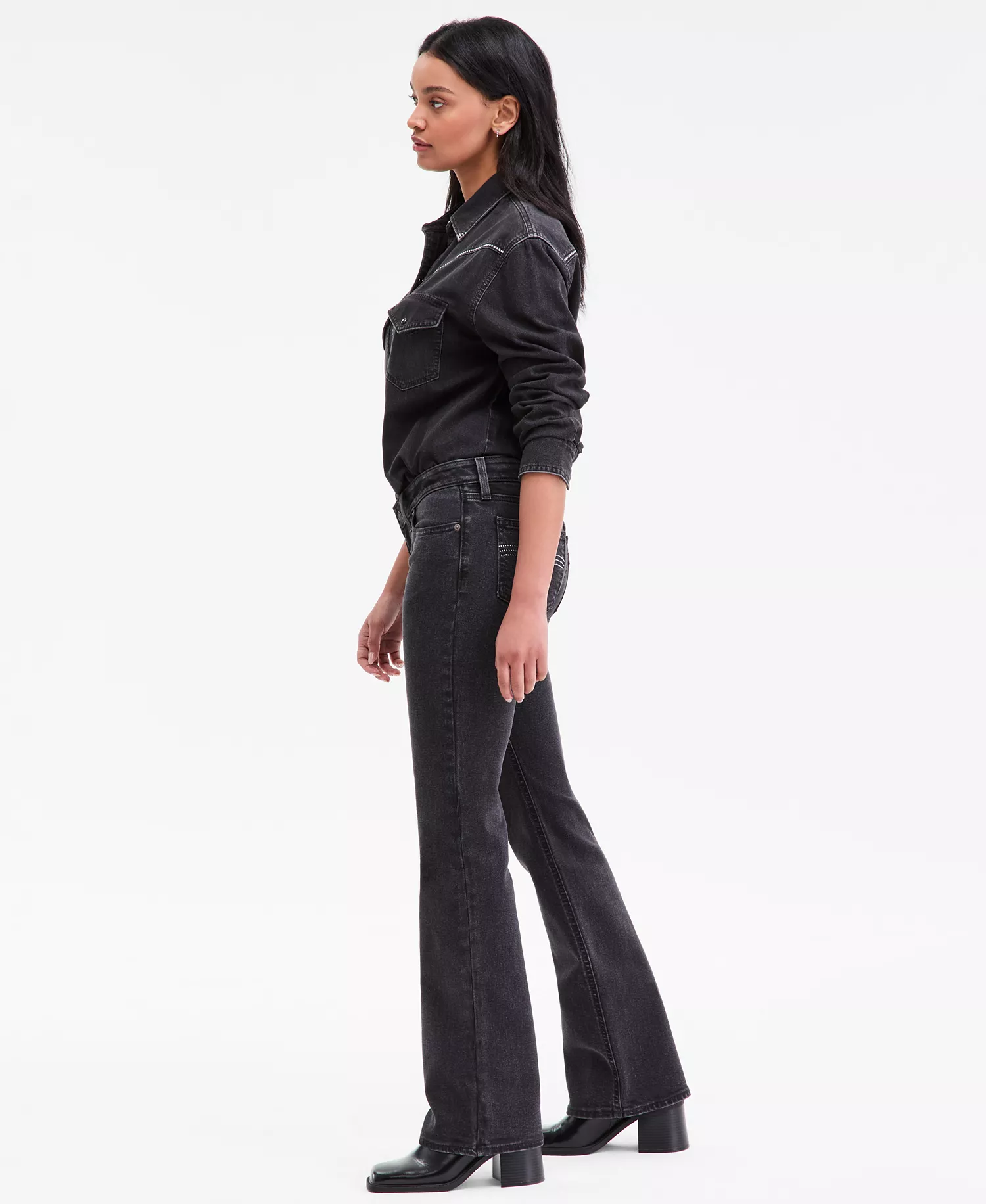 Women's Super-Low Studded Bootcut Jeans - Black - 24