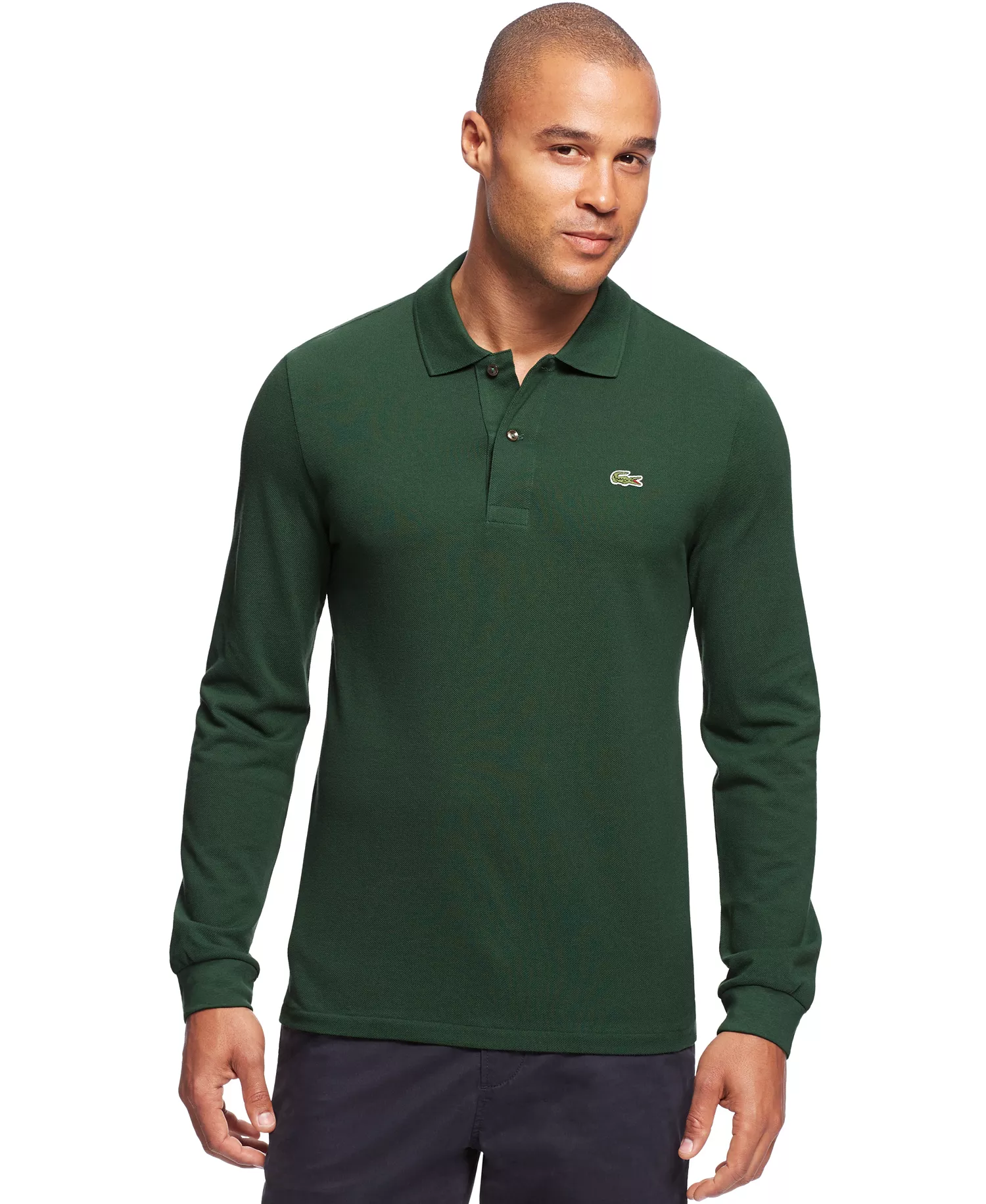 Men's Long Sleeve Pique Polo  - 132 - Green - 2XL