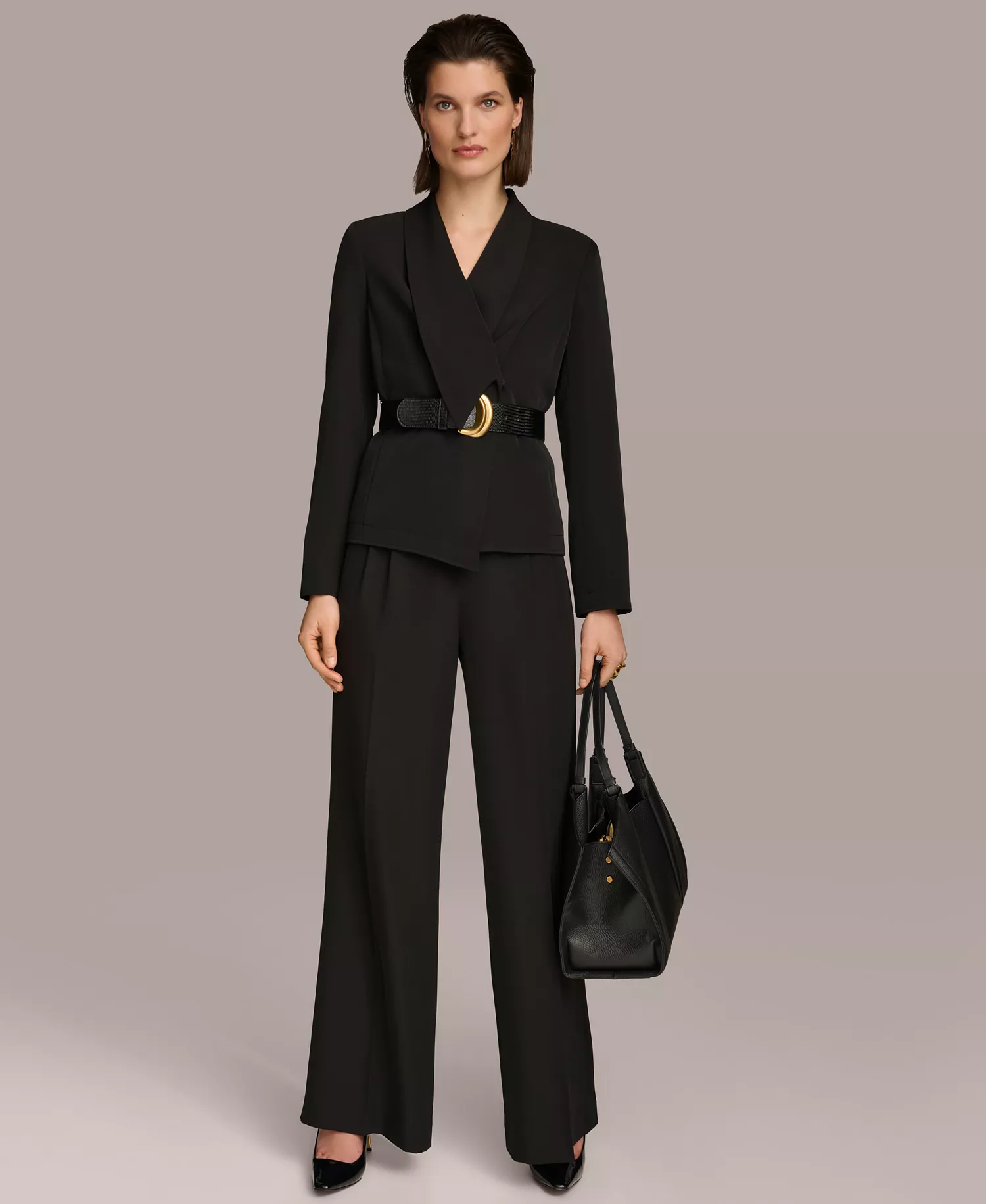 Donna Karan Women's Shawl-Collar Belted Blazer - Black - 0