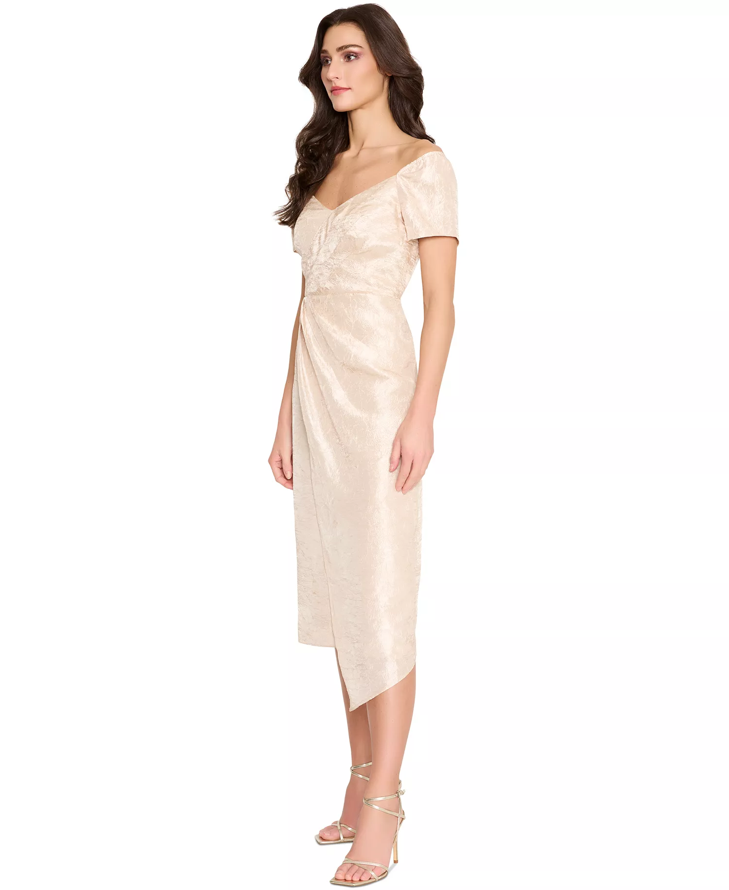Tahari Women's Sweetheart-Neck Asymmetric-Hem Midi Dress - Champagne - 14
