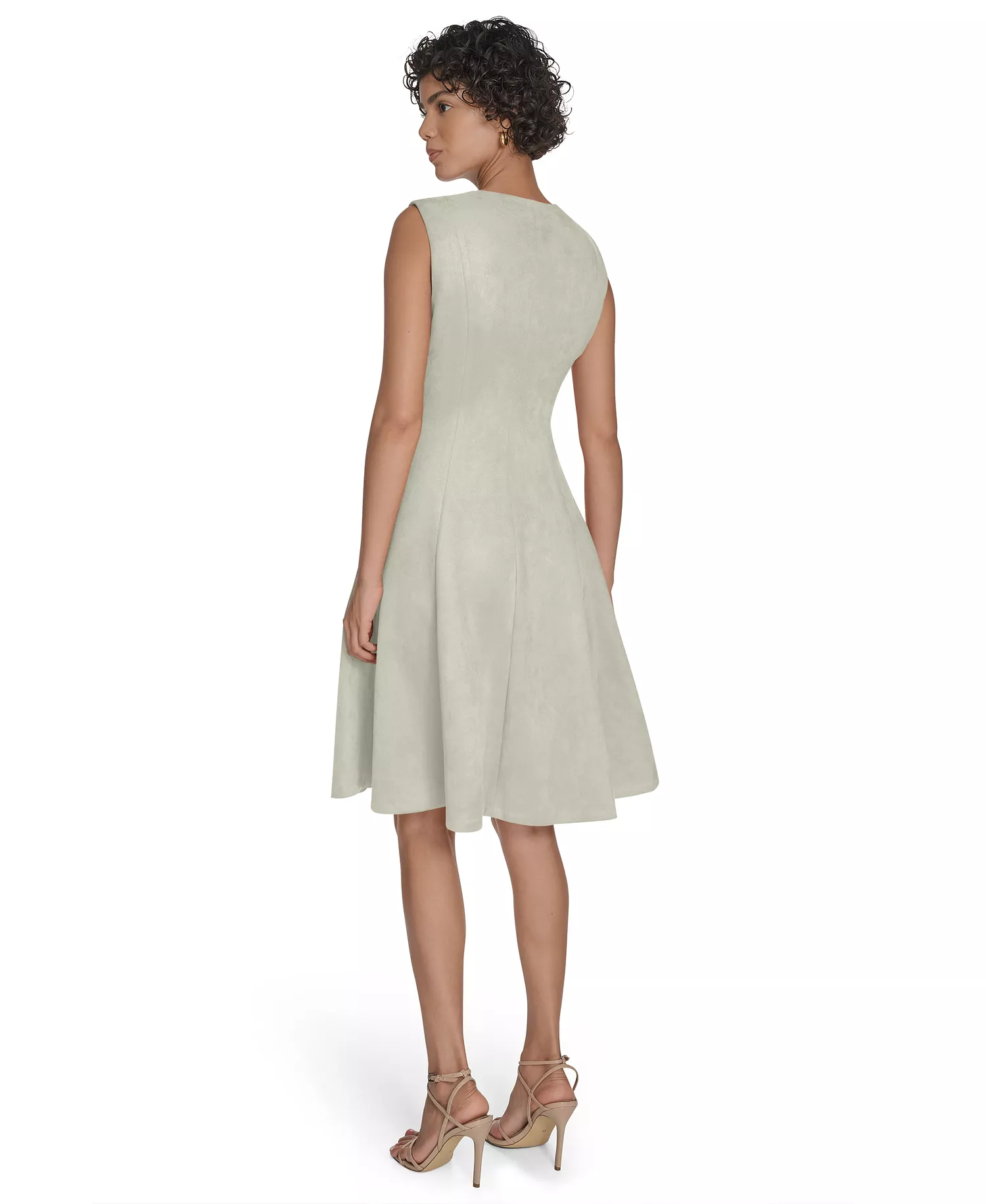 Women's Sleeveless Fit and Flare Short Dress - Pearl - 2