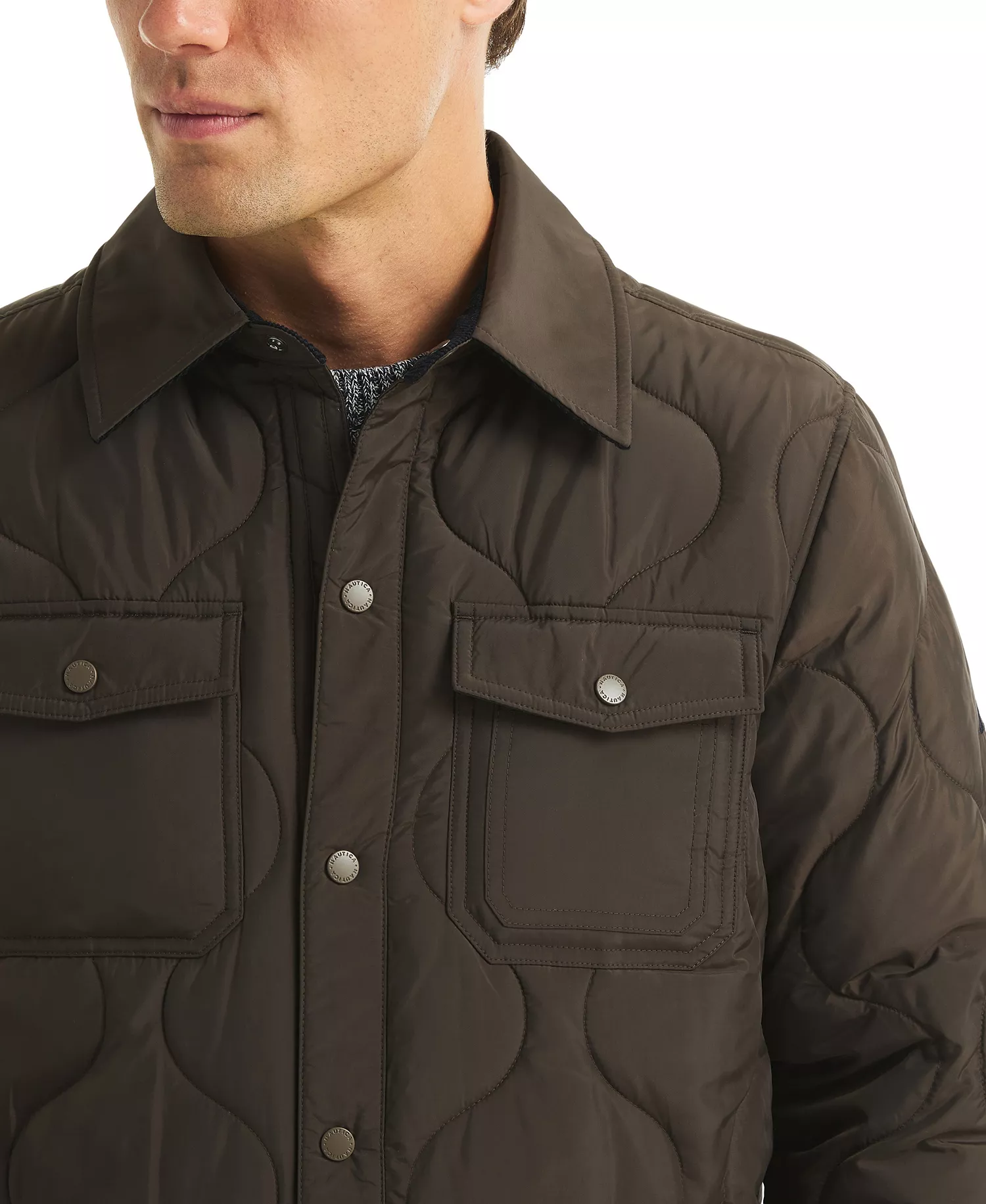 Men's Trail Quilted Shirt Jacket - Coffee Brown - 2XL