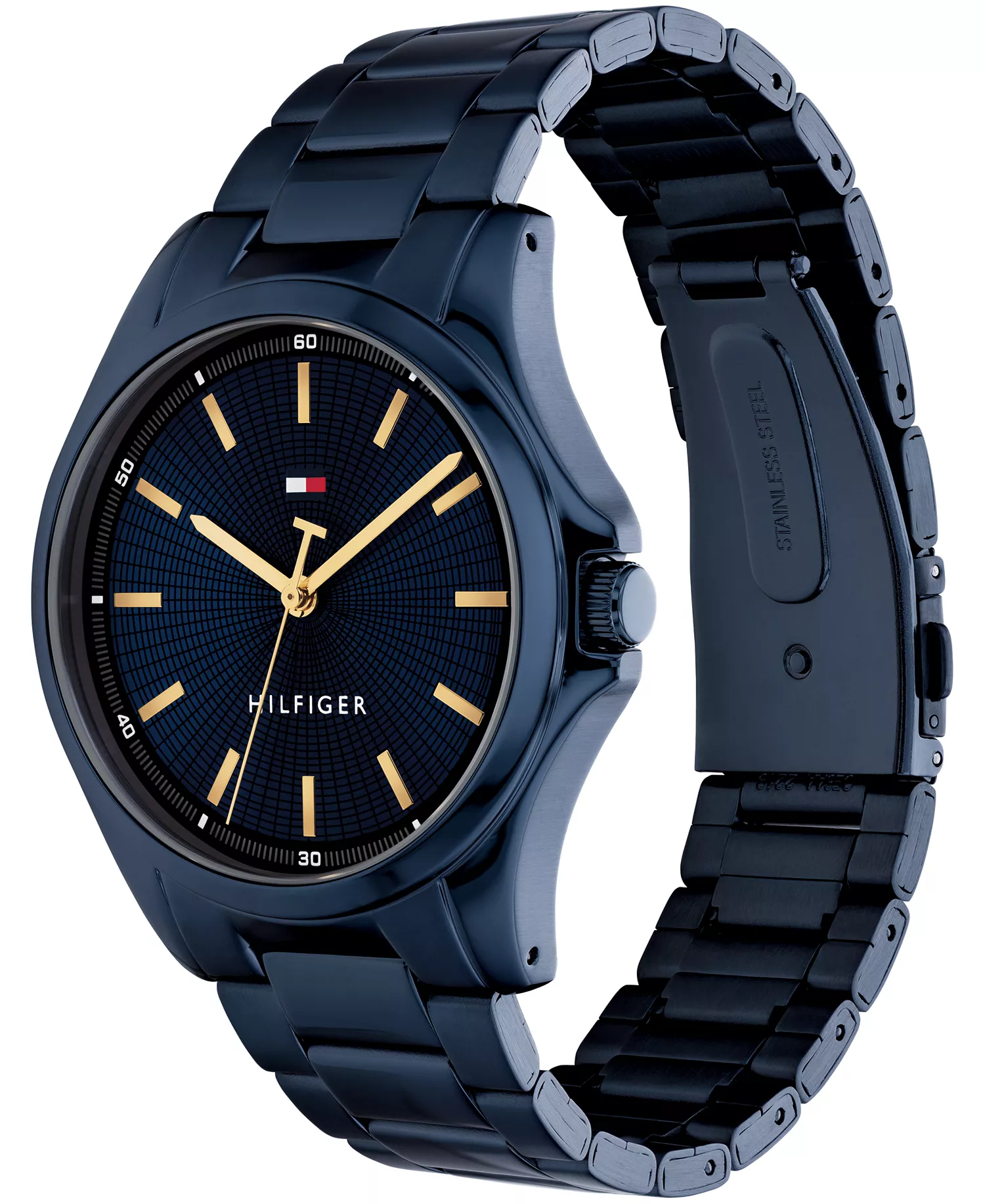 Men's Quartz Ionic Plated Blue Stainless Steel Bracelet Watch, 42mm - Blue - NO SIZE