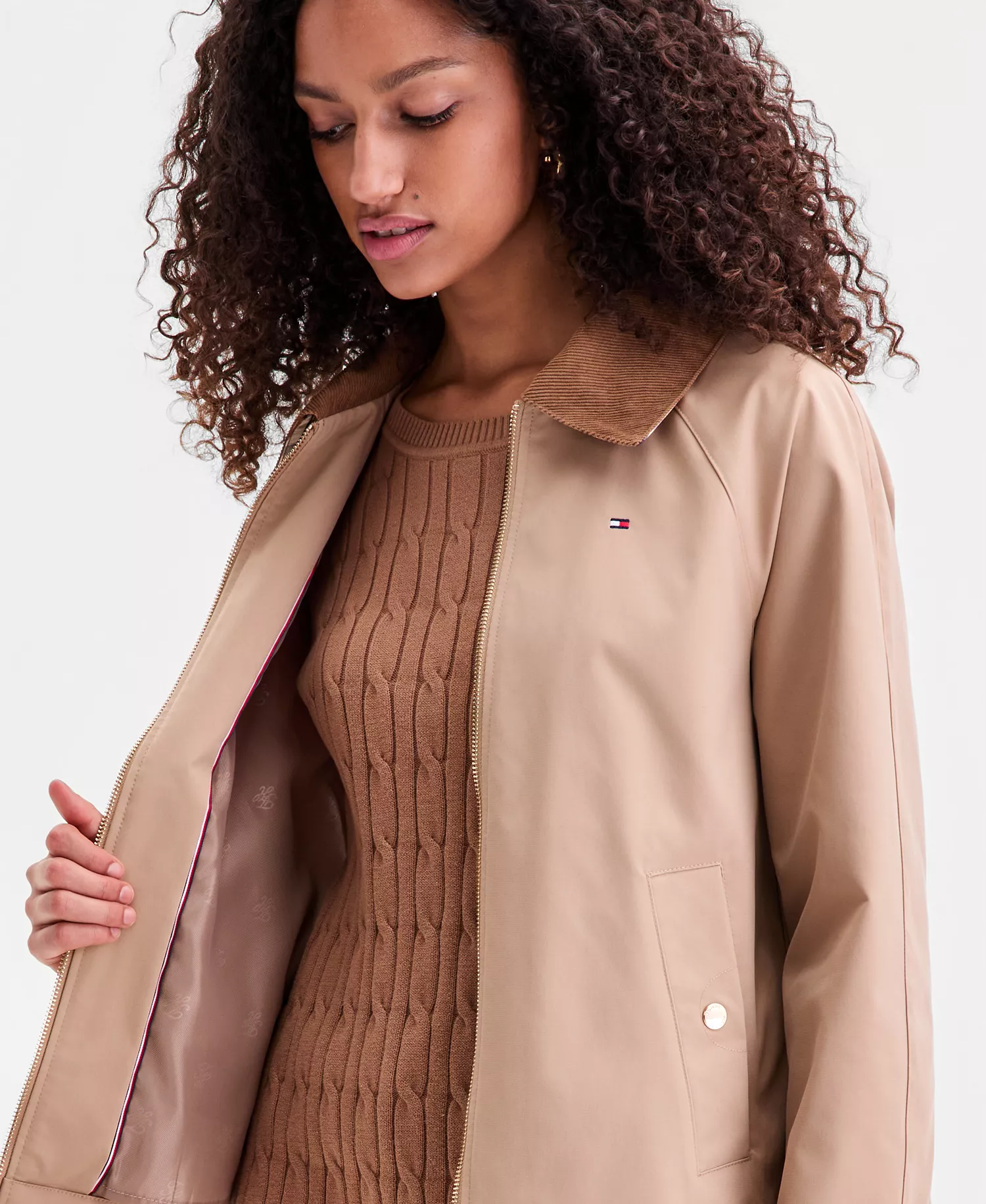 Petite Corduroy-Collar Barn Jacket - CAMEL - P/L