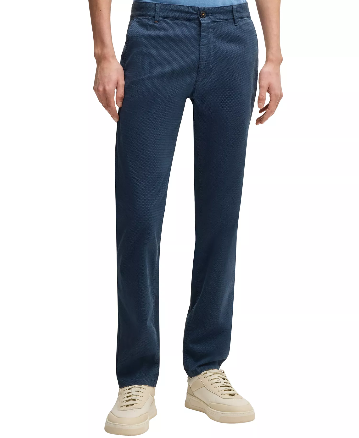 Men's Micro-Printed Stretch Cotton Slim-Fit Pants - Open Blue - 32x32