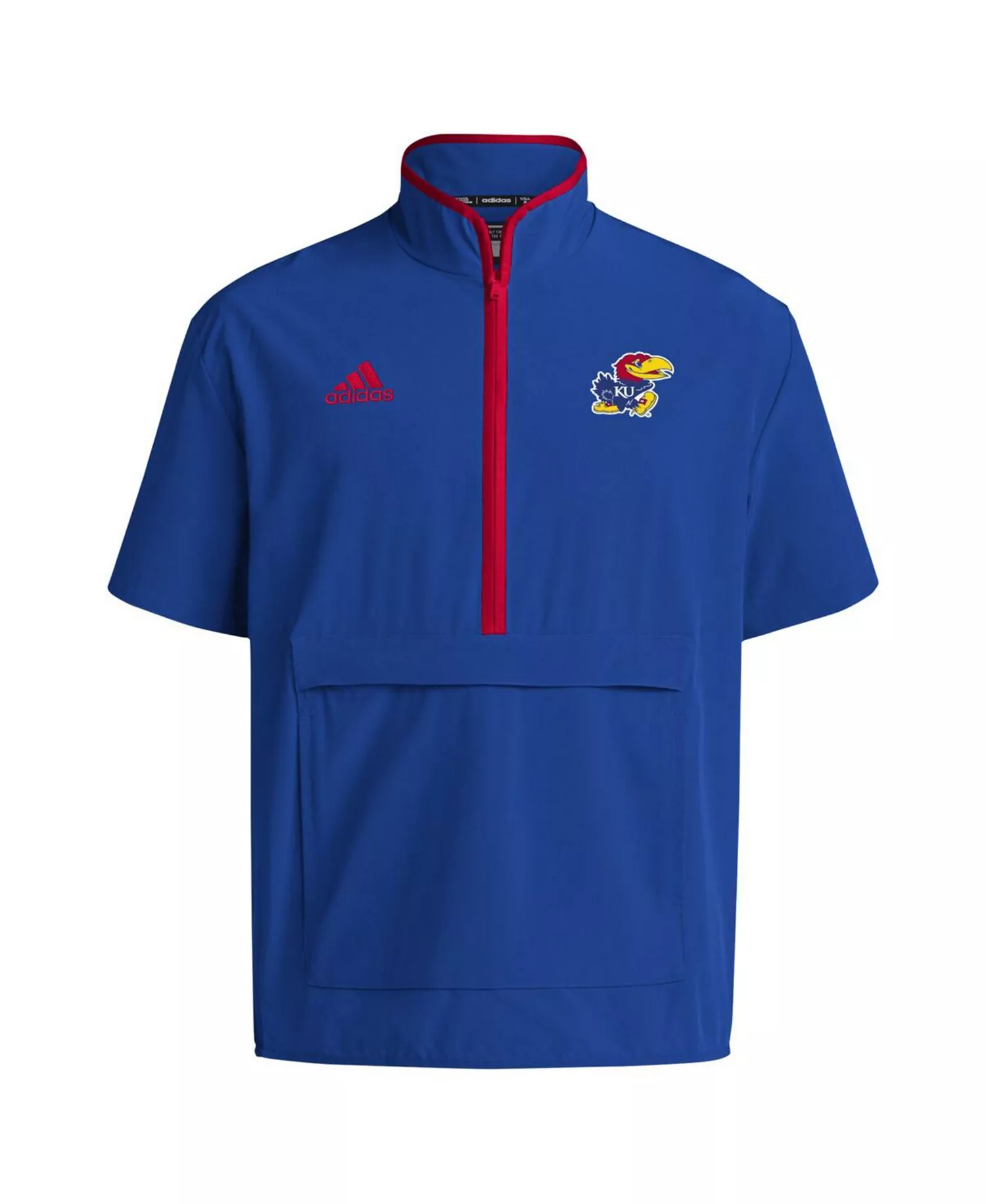 Men's Royal Kansas Jayhawks Coaches Sideline Half-Zip Short Sleeve Jacket - Royal - L