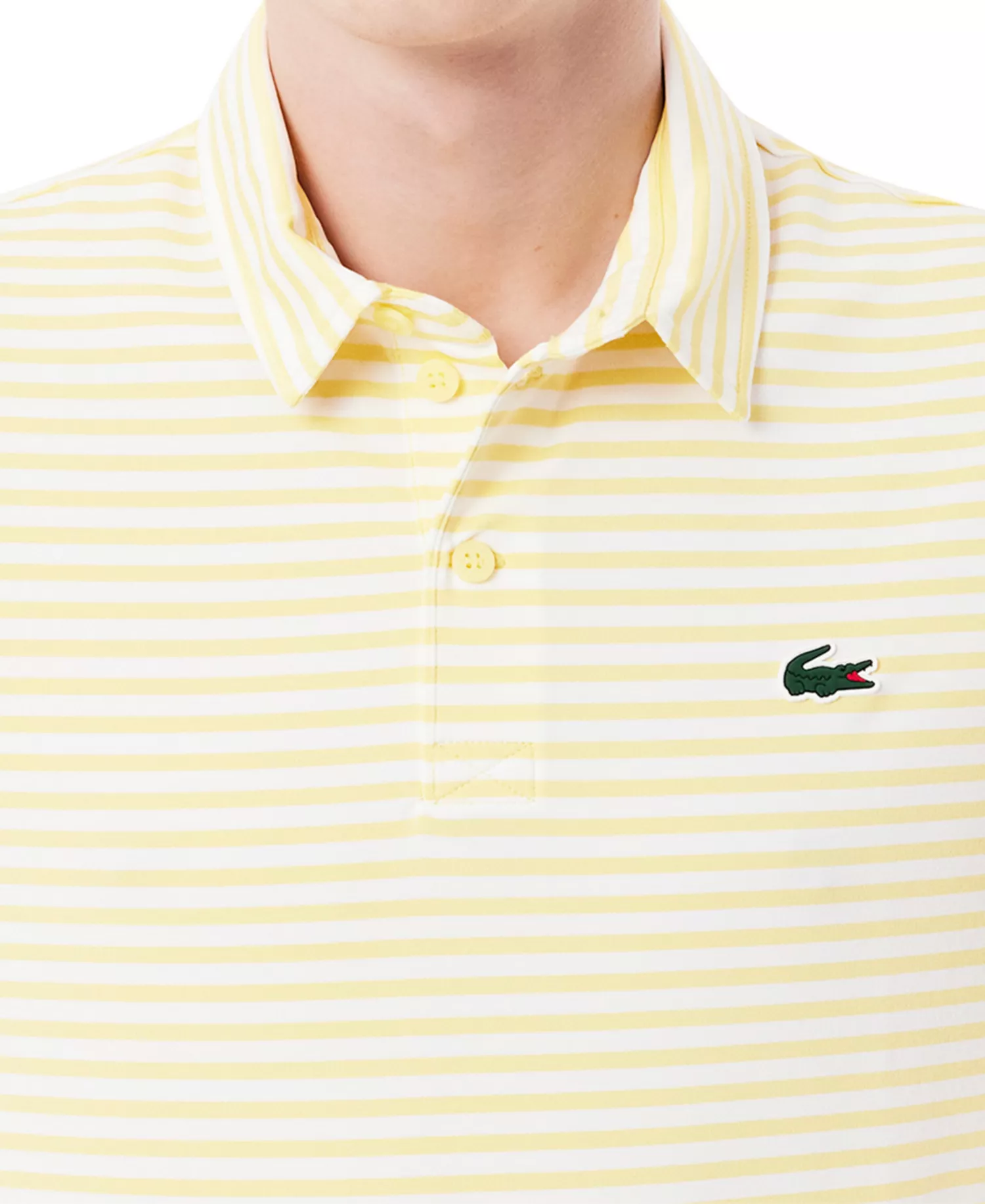 Men's Short Sleeve Striped Performance Polo Shirt - Kba - White/Yellow - 2XL