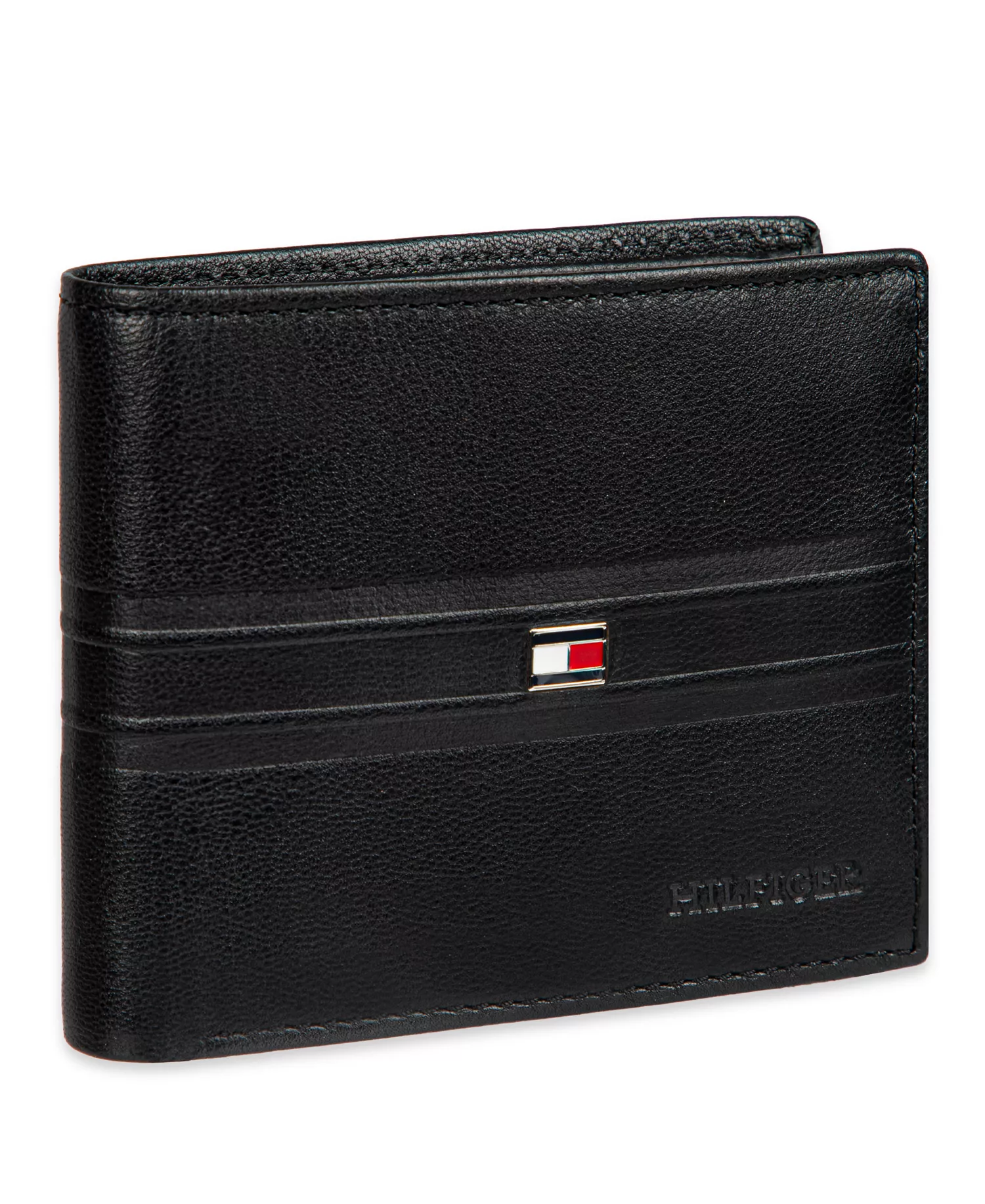 Men's RFID Stripe Embossed Bifold Traveler Wallet - Black - ONE SIZE