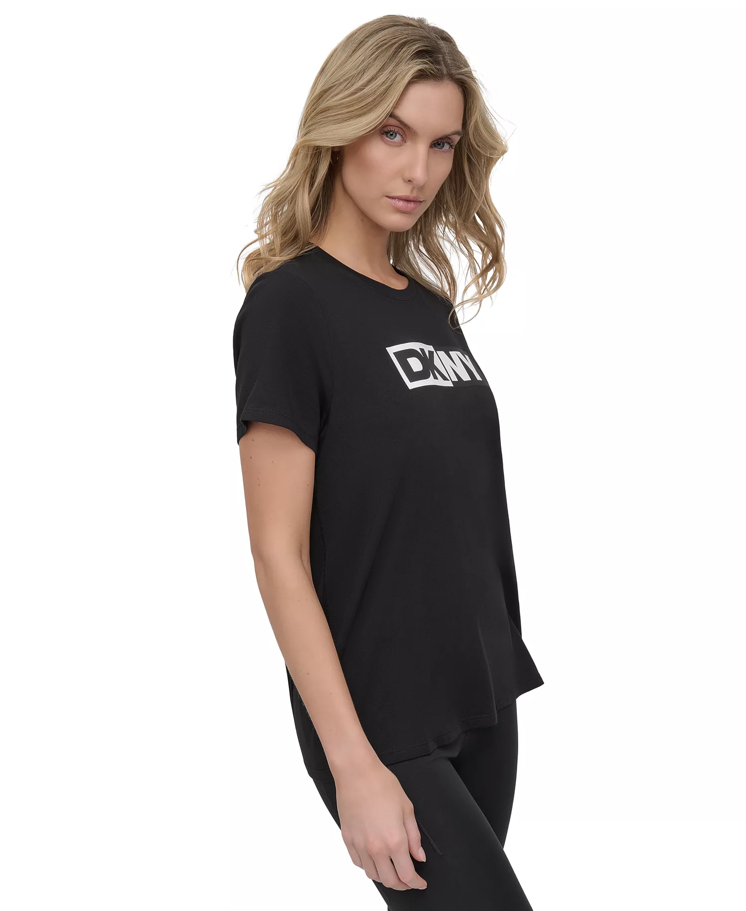 Women's Colorblocked-Logo Crewneck T-Shirt - Black - L
