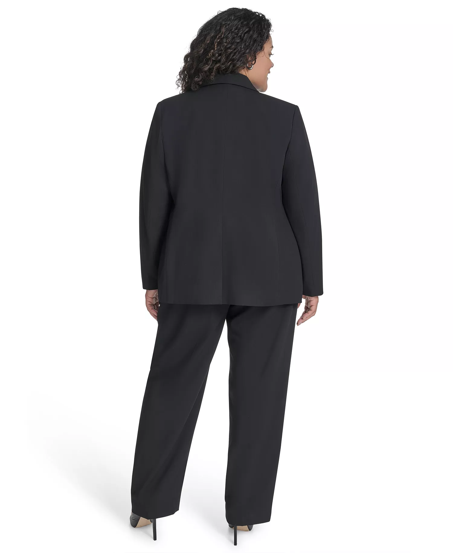 Plus Size One-Button Blazer  - Black - 14W