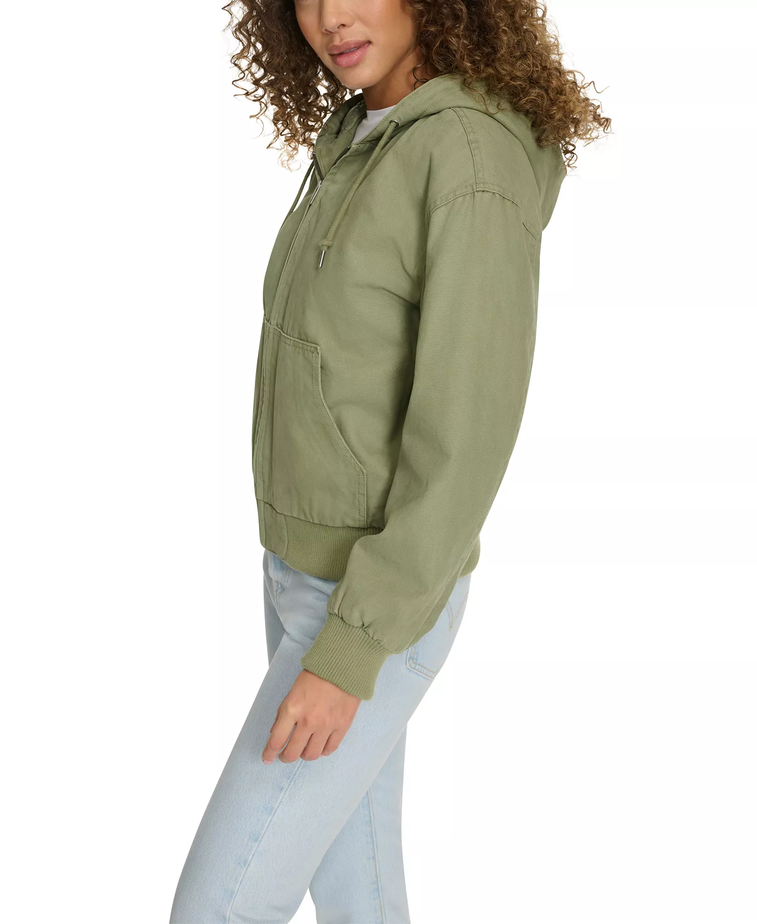 Women's Relaxed Workwear Hooded Bomber Jacket - Sage - L