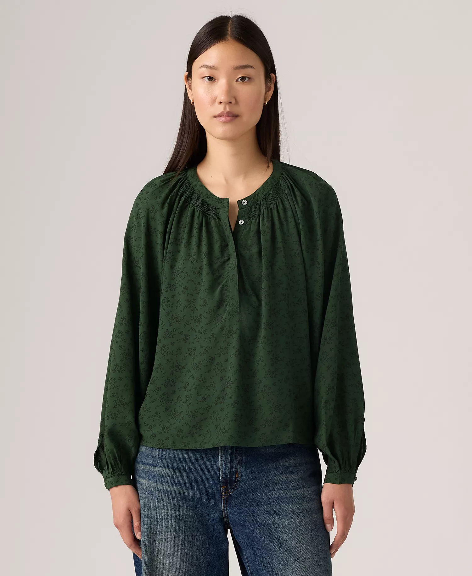 Premium Women's Estelle Long Sleeve Top - Curie Floral Mountain View - S