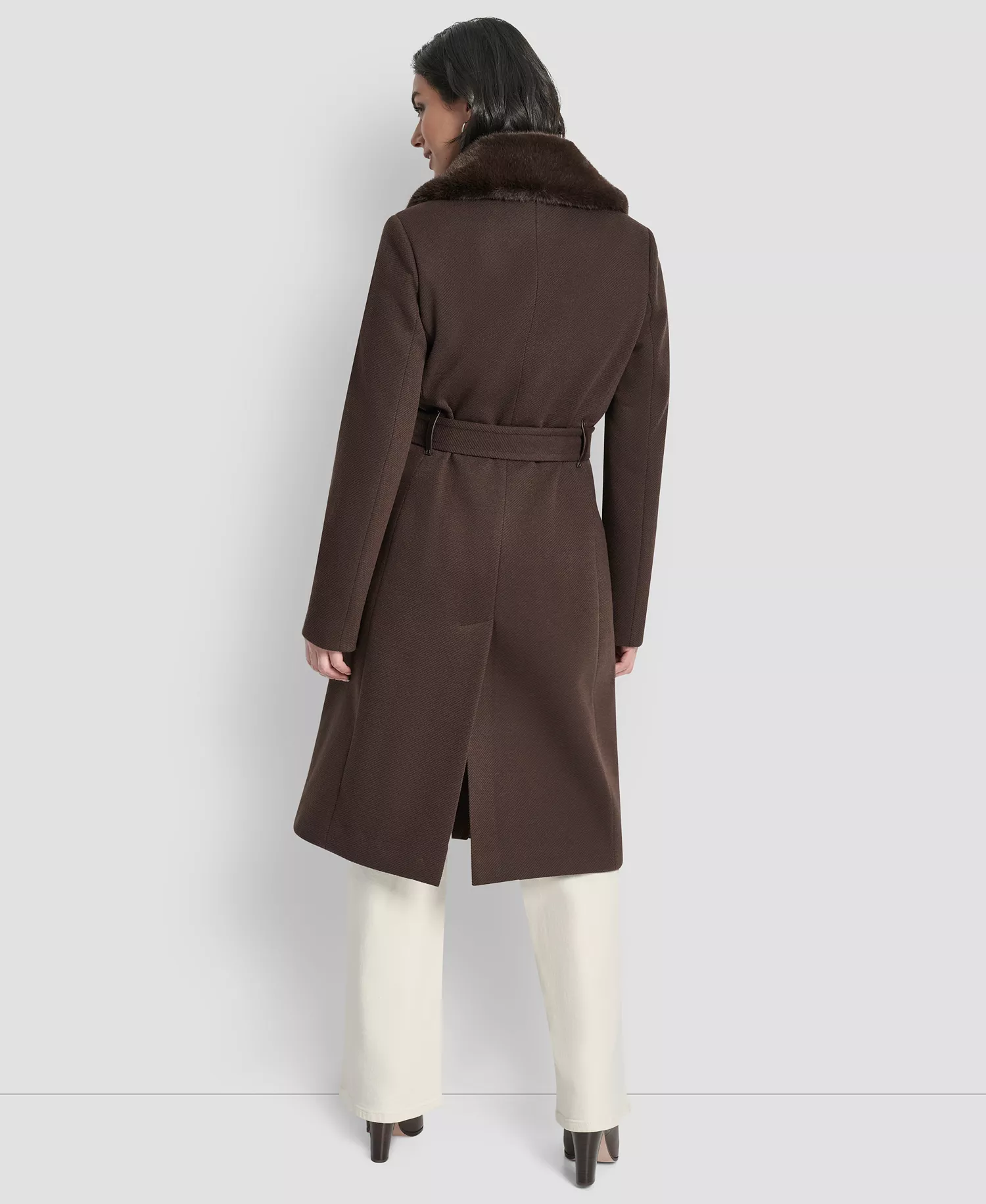 Women's Single-Breasted Pillow Collar Coat - Bitter - L