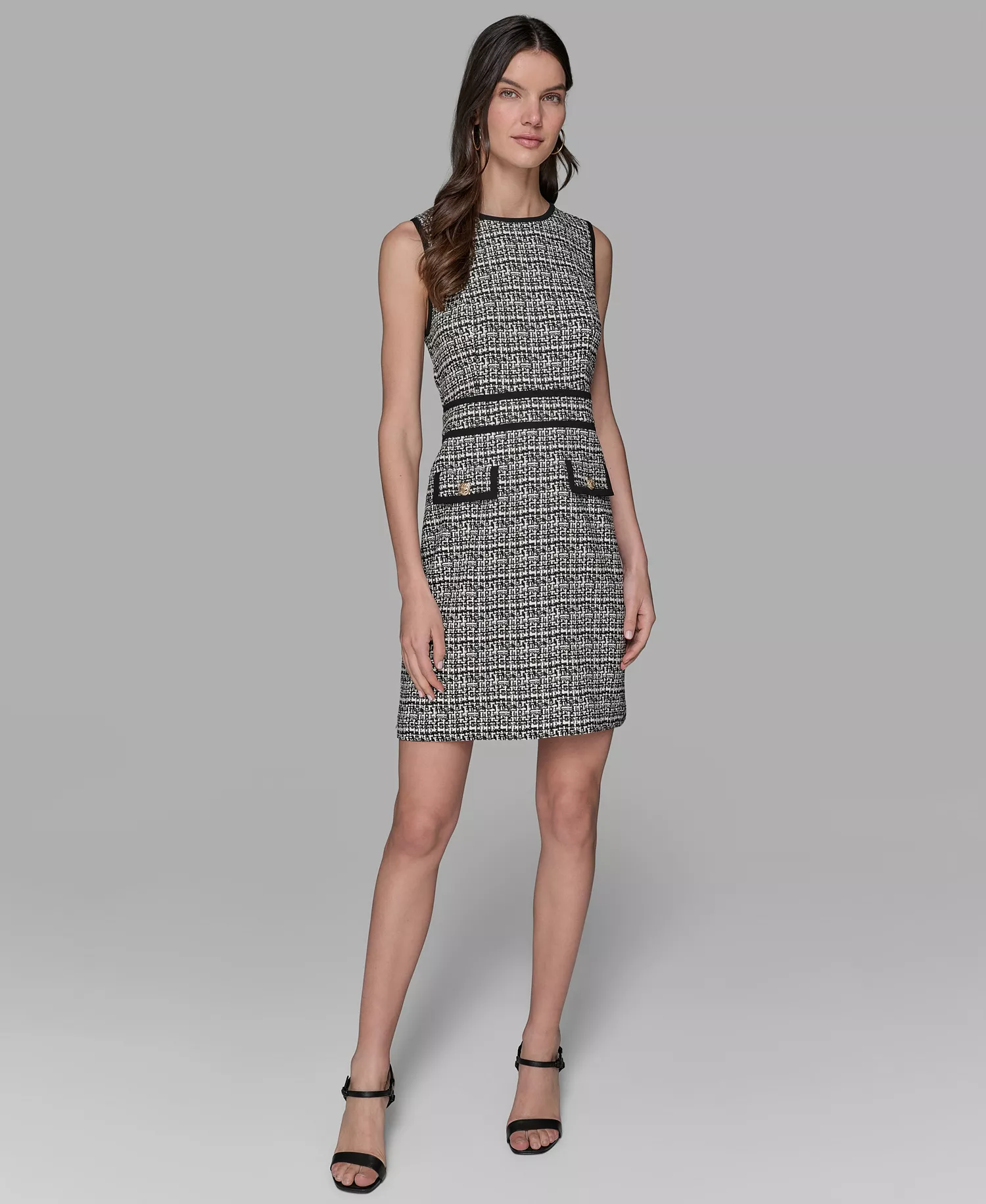 Women's Textured Jacquard A-Line Dress - Black/soft White - 12