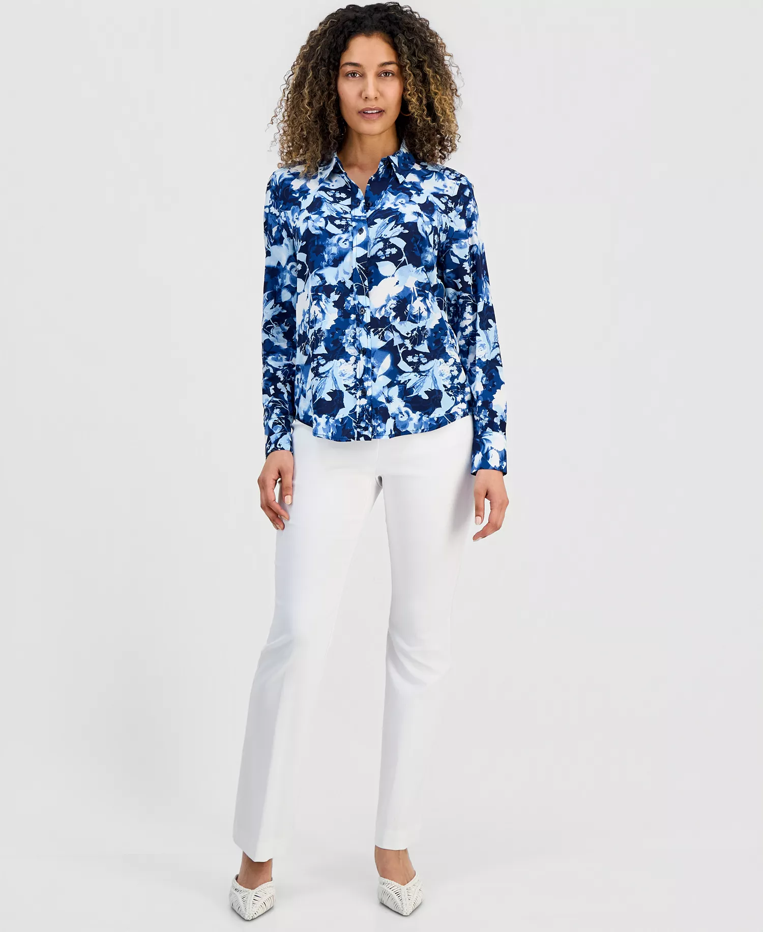 Petite Floral-Print Shirt, Macy's Exclusive - Luna Blooms - P/L