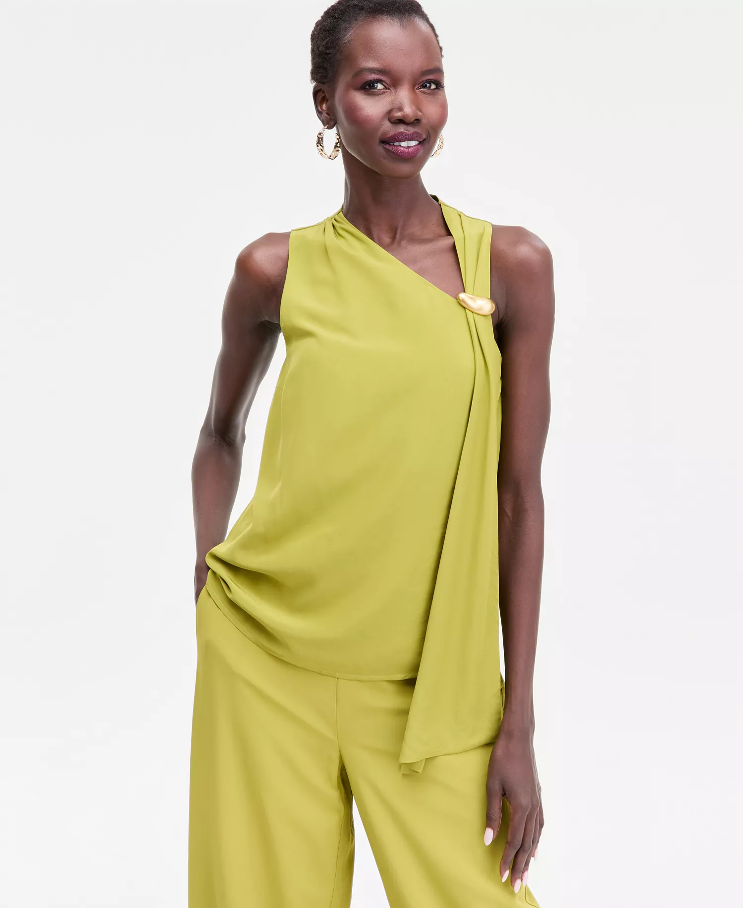 Women's Sleeveless Scarf Top, Macy's Exclusive - Citrine Green - S