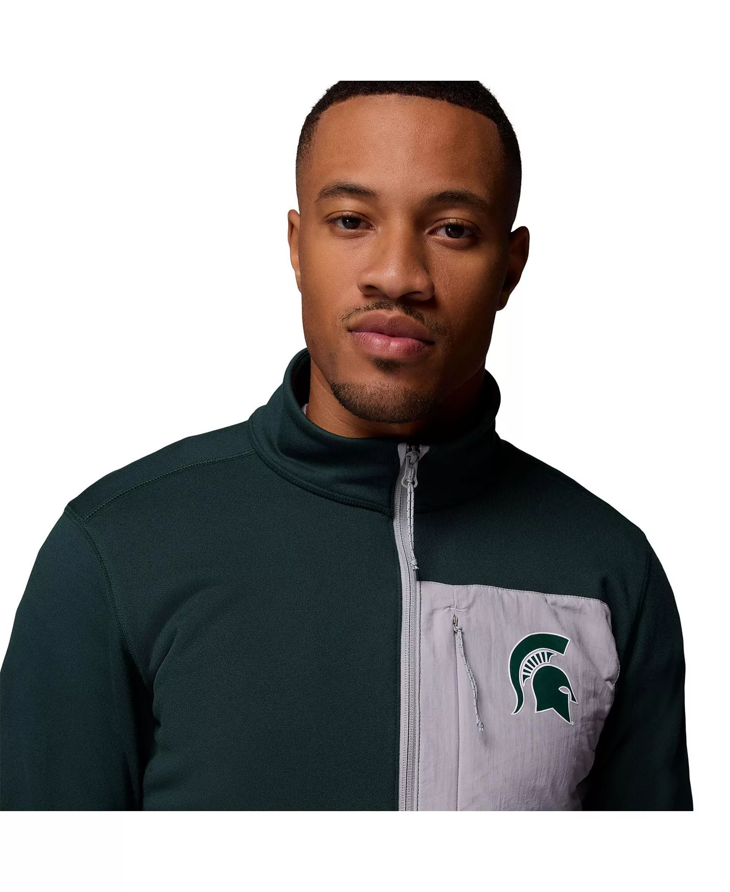 Men's Green/Gray Michigan State Spartans Hike Omni-Wick Half-Zip Pullover Sweatshirt - Green, Gray - L