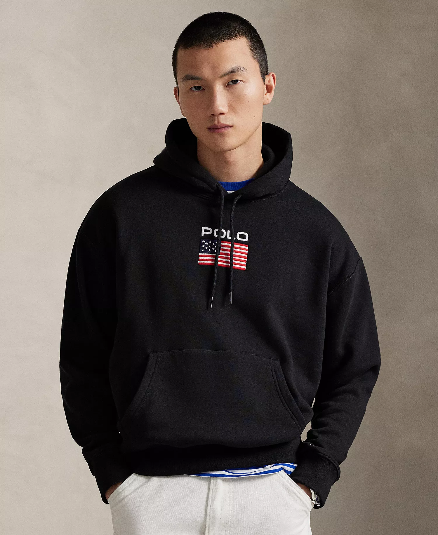 Men's Flag Fleece Hoodie - Polo Black - L