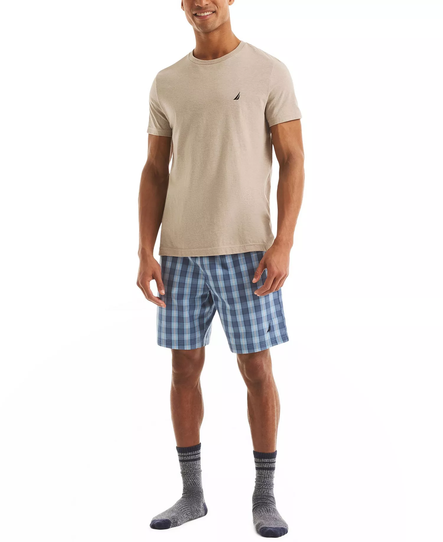 Men's Elastic-Drawstring Plaid Pajama Shorts - Allure - L