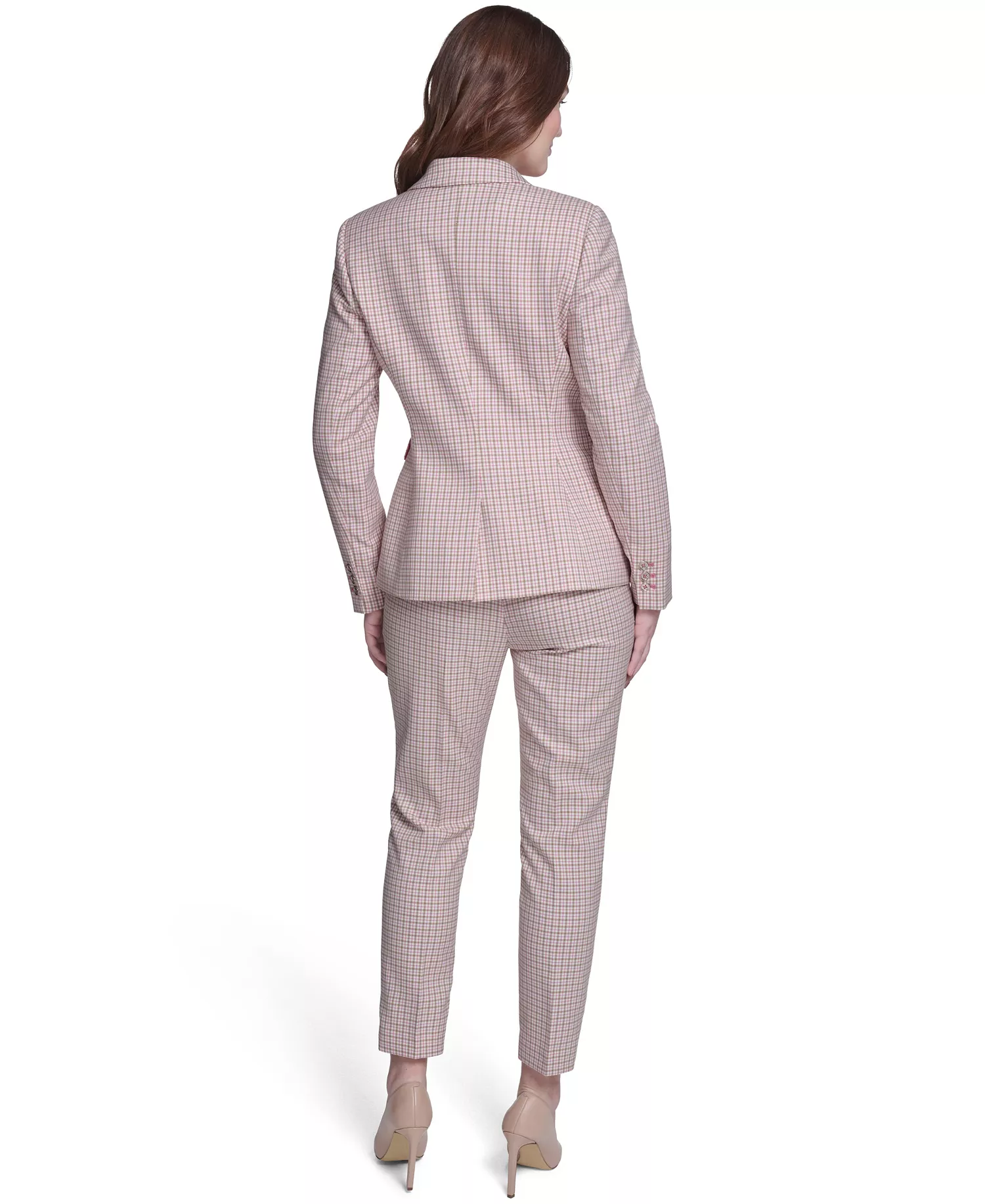Women's Plaid Notch Collar Slim Fit Blazer - Tannin Multi - 0