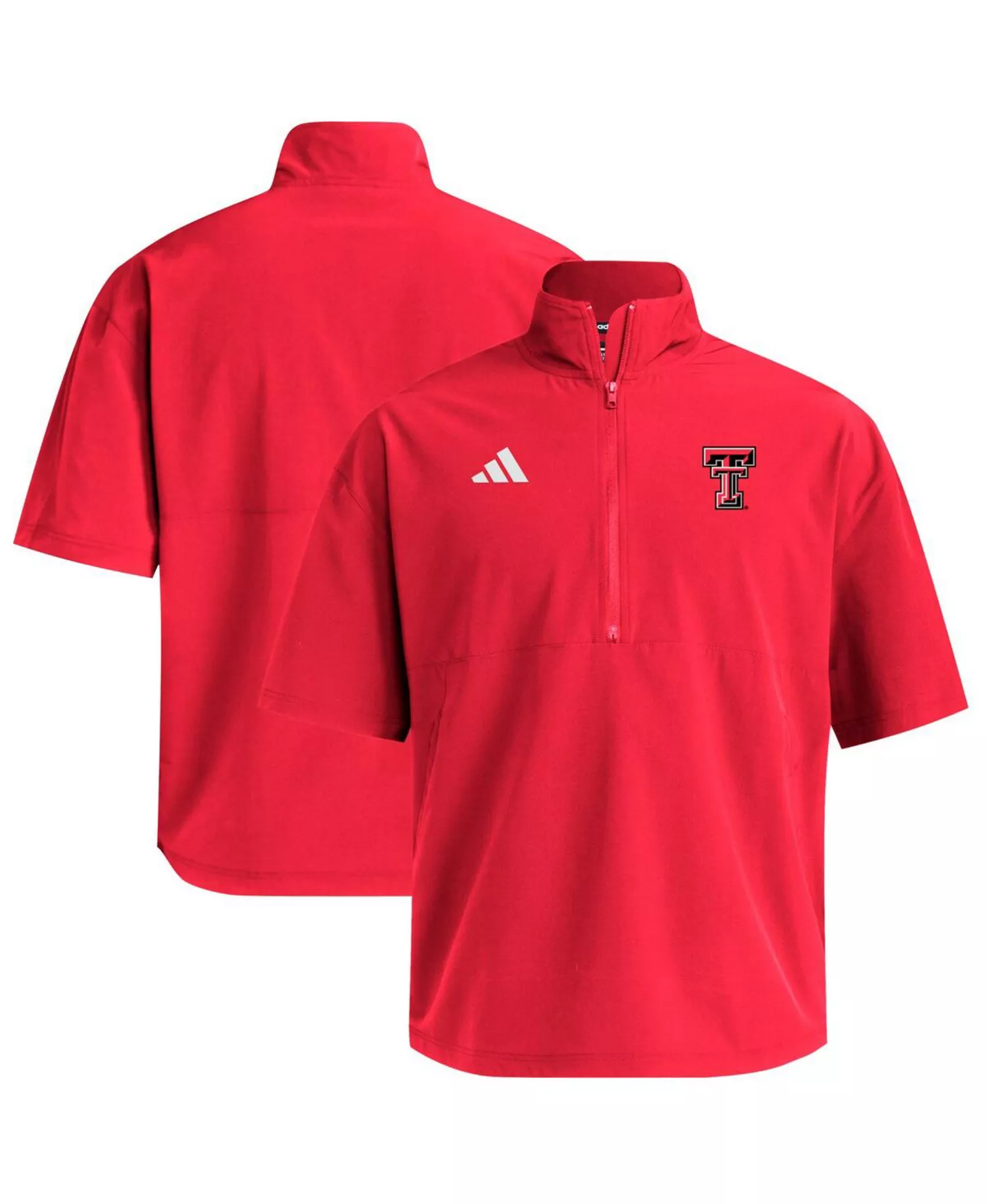 Men's Red Texas Tech Red Raiders Woven Quarter-Zip Short Sleeve Pullover Hoodie - Red - L