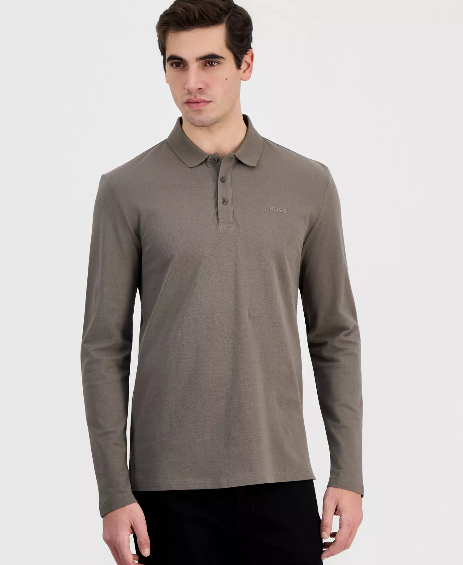 Men's Donoslong Long-Sleeve Polo Shirt - MED GRAY - L
