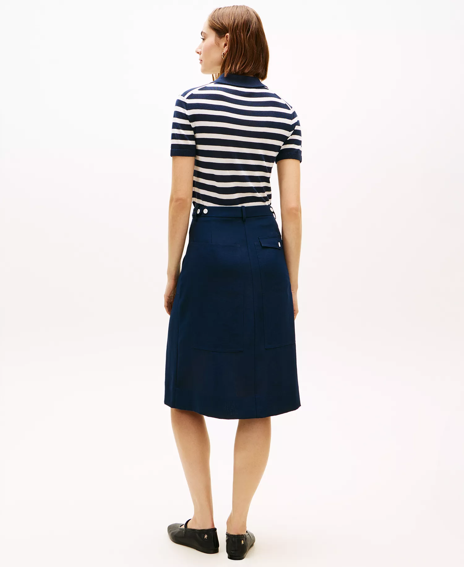 Women's Tailored Utility Knee Midi Skirt - Dark Night Navy - 34