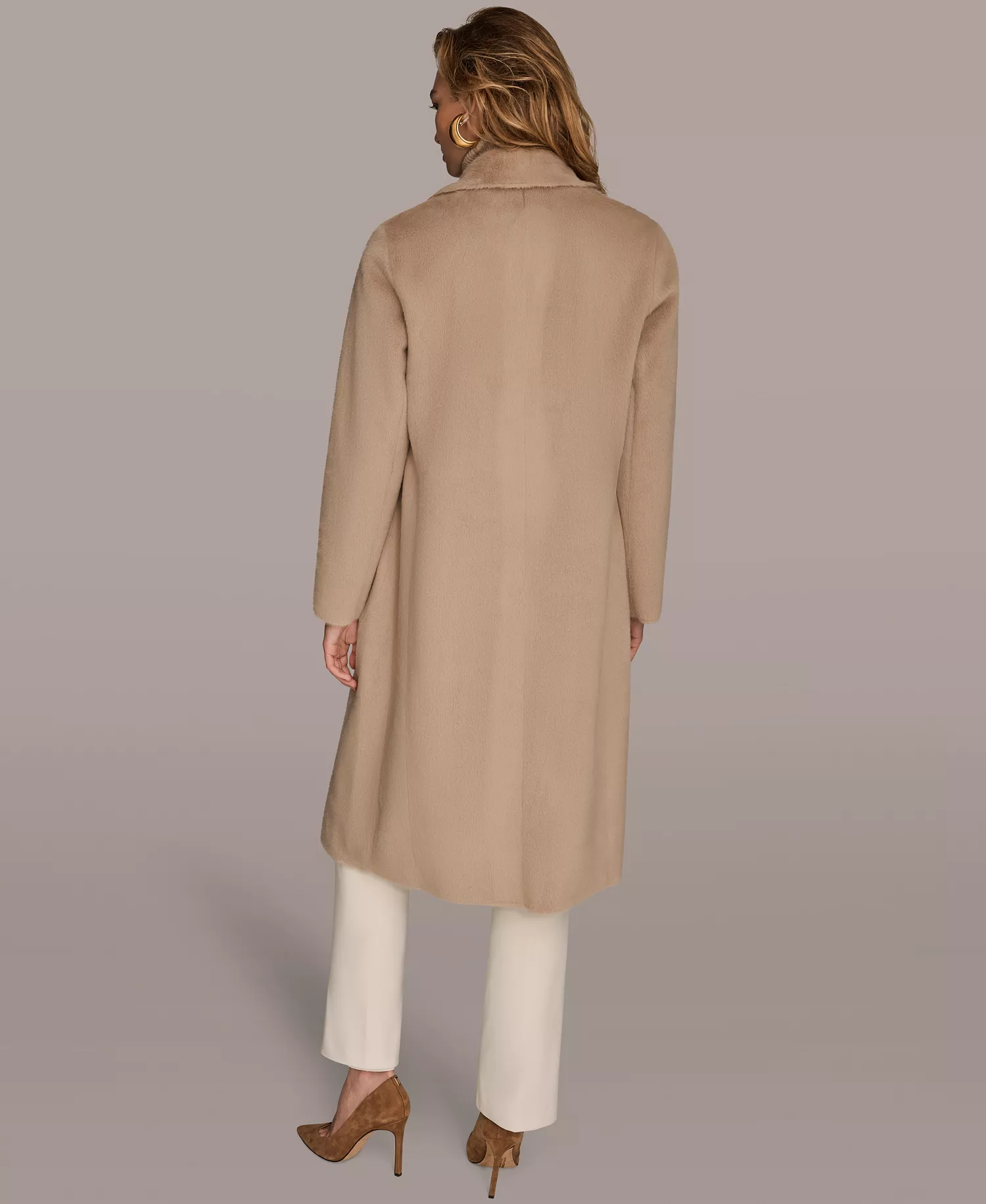 Women's Button Front Maxi Coat - Beige - L
