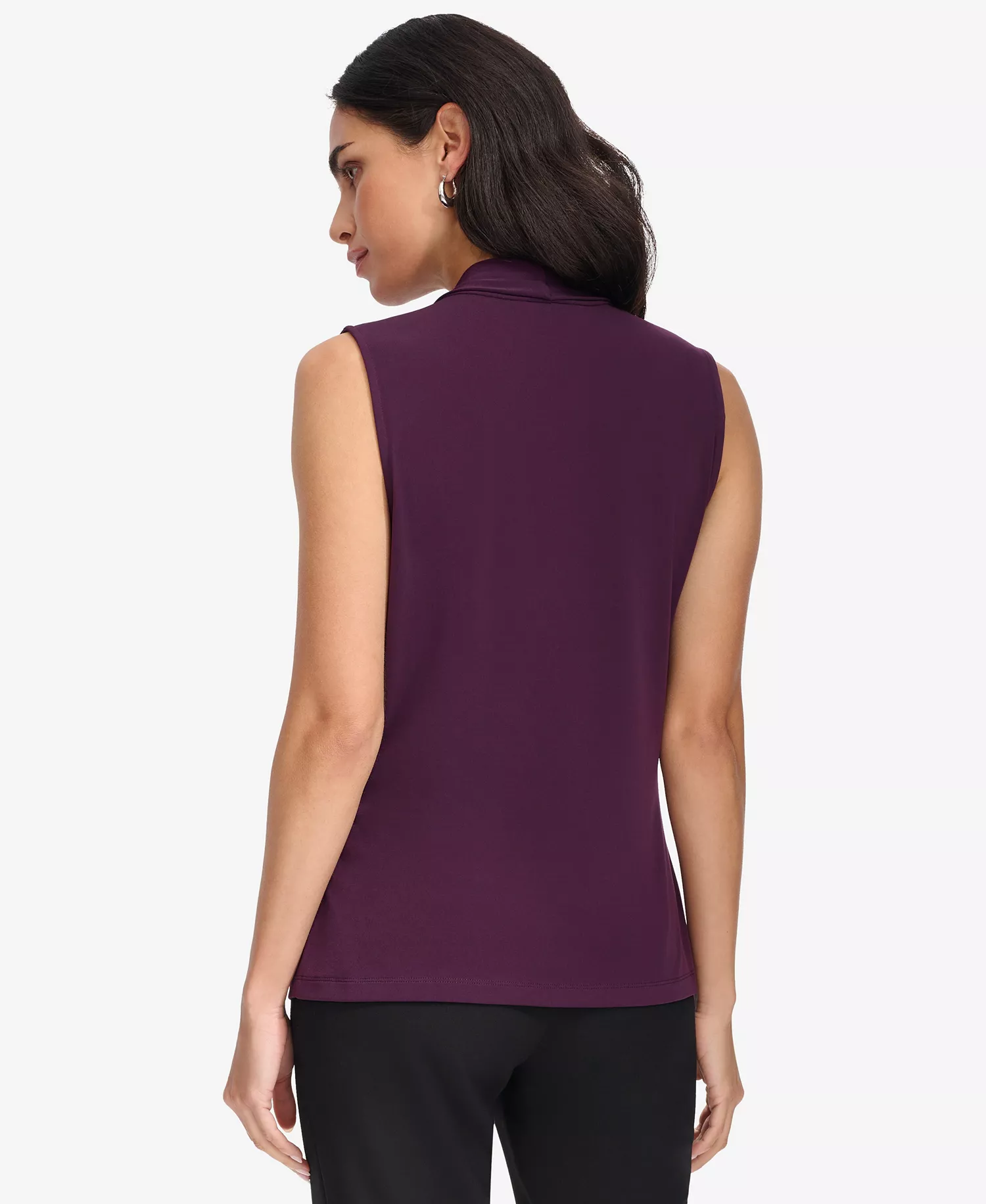 Women's V-Neck Cami Sleeveless Top - Aubergine - L