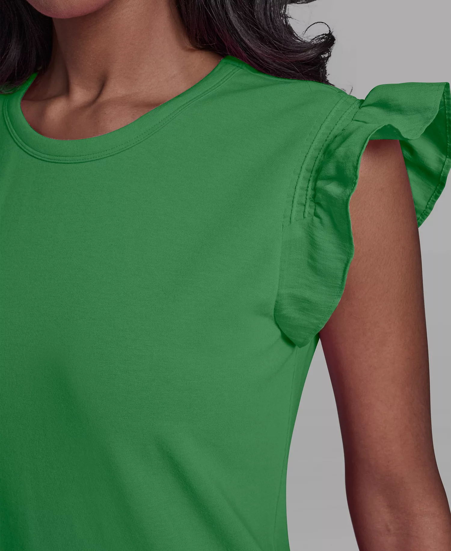 Women's Scallop Trim Boat Neck Top - Ballet Slipper - L