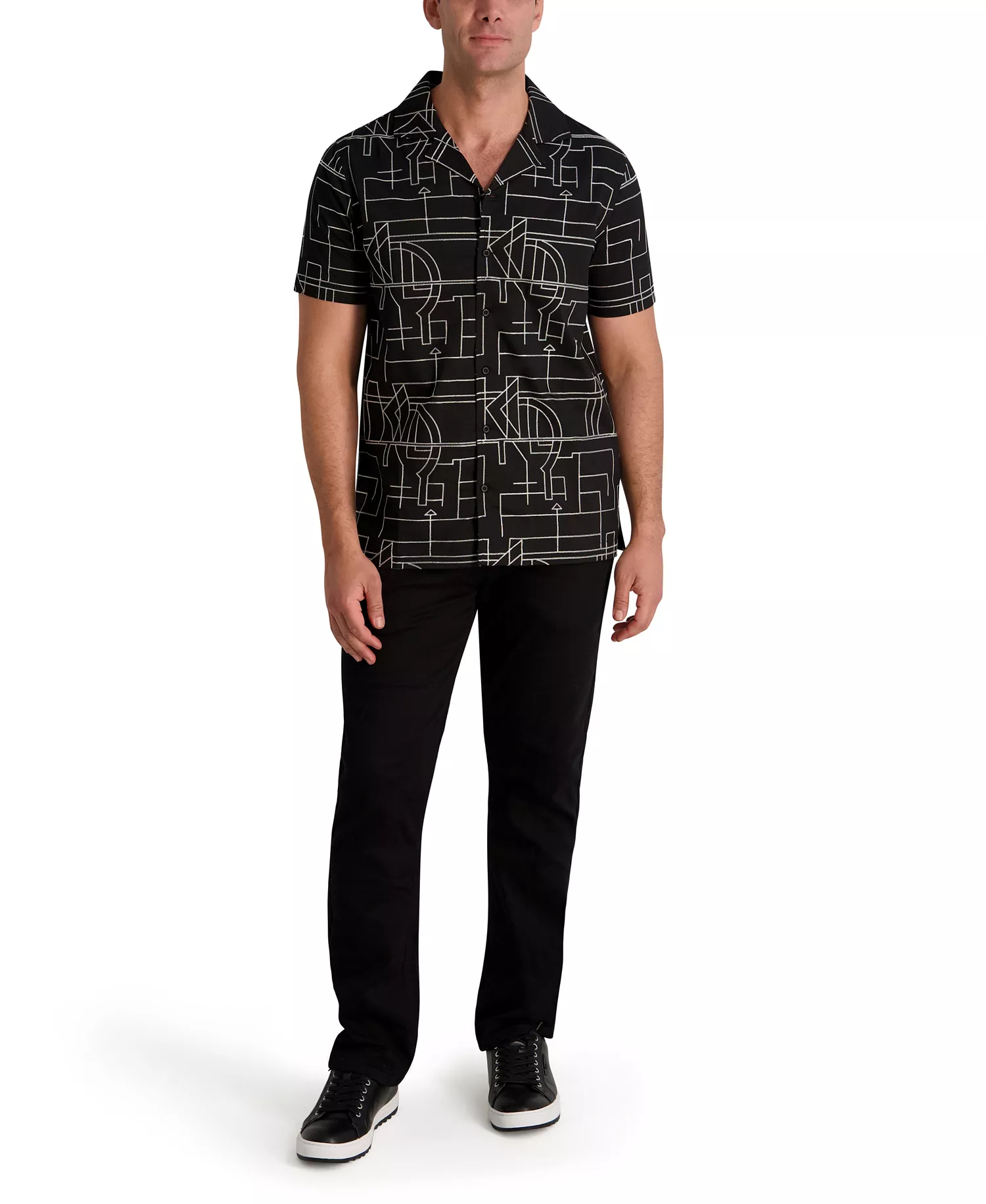 Men's Camp Collar Woven Shirt - Black - 2XL