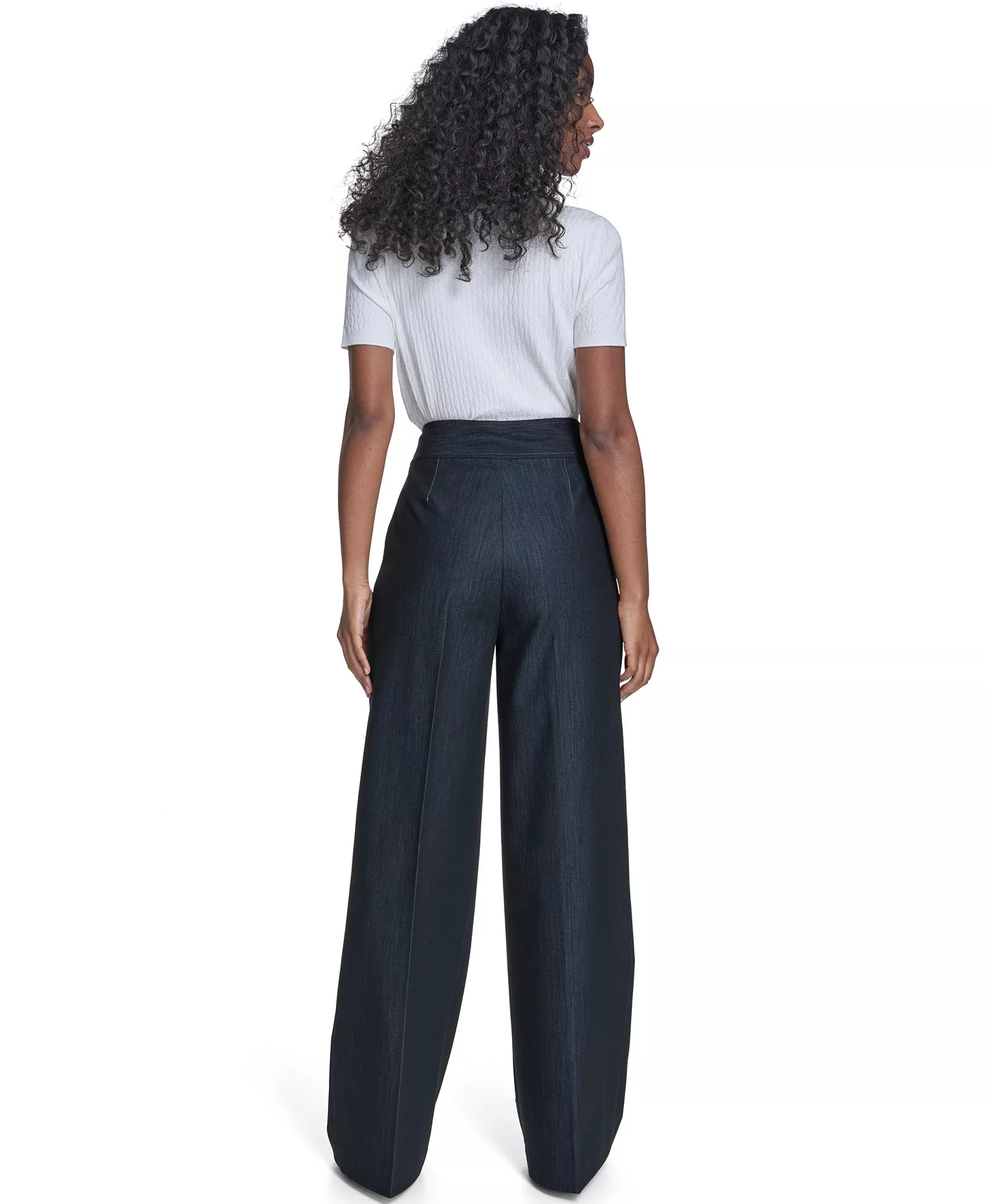 Women's Faux Denim Wide Leg Pants - Indigo - 10