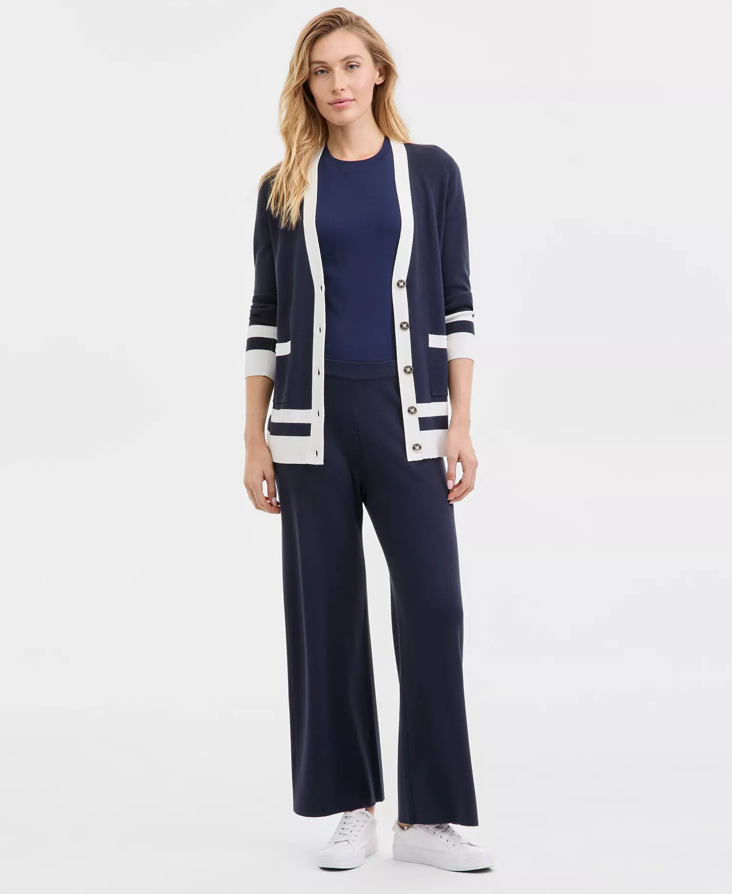 Nautica Women's Pull-On Wide-Leg Sweater Pants - Night Sky - L