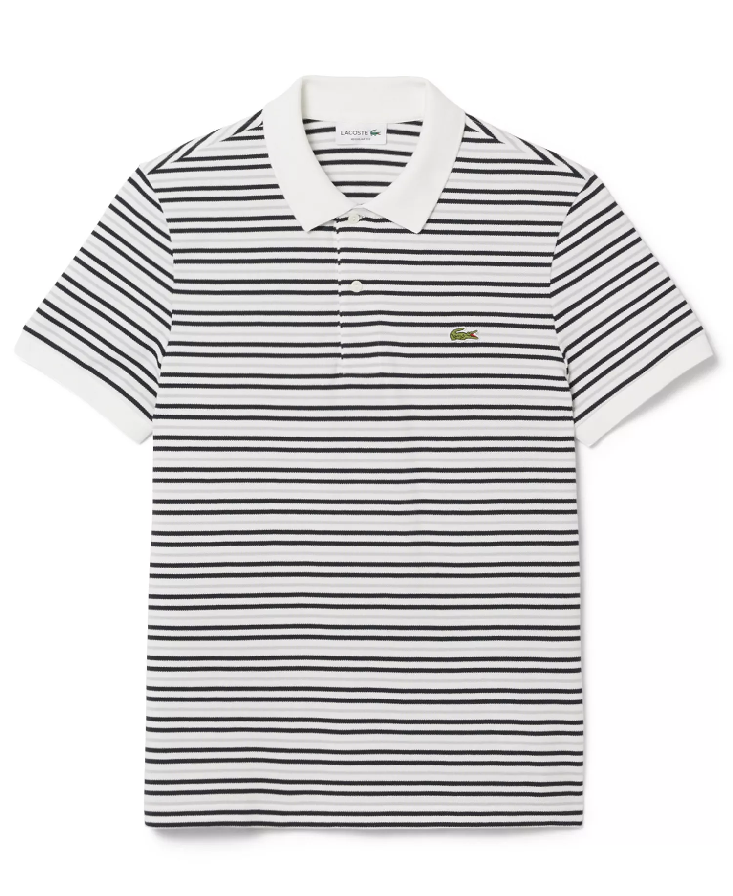 Men's Classic Fit Striped Pique Polo Shirt - Blackbird/flour - 2XL